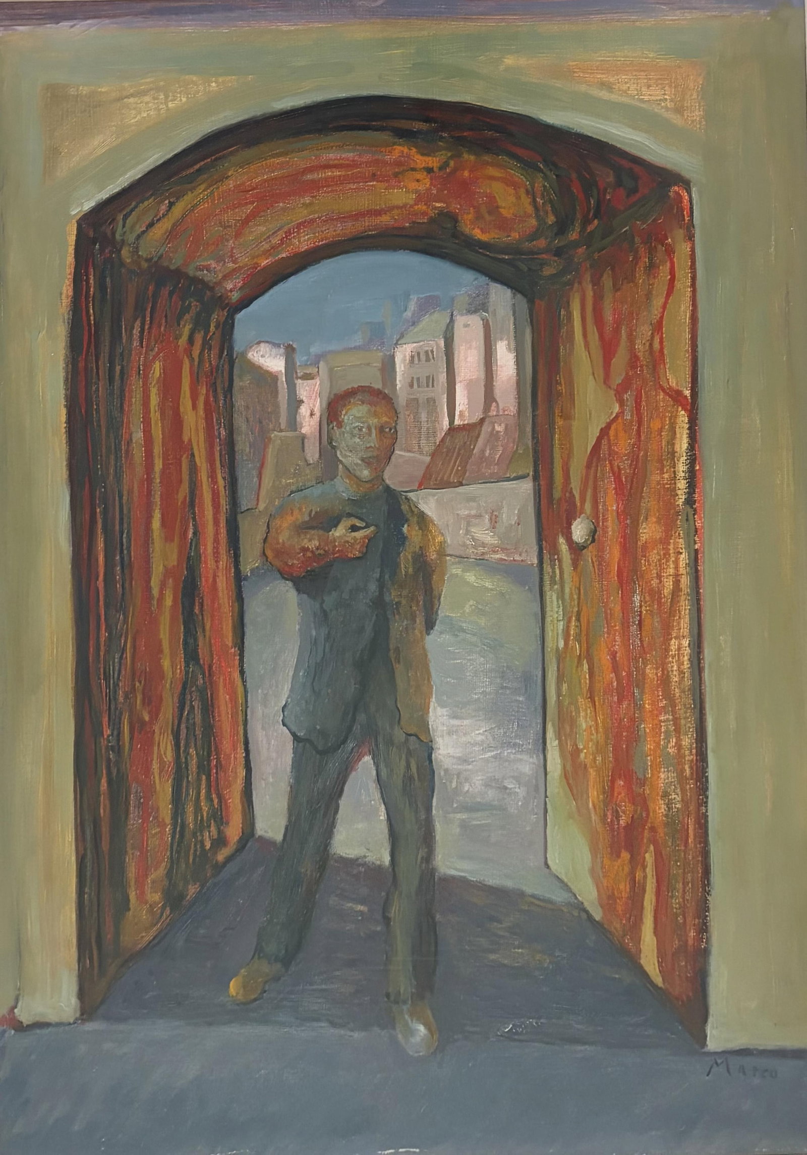 MARCO CELOTTI (Italian American, 1937?2015). Between Worlds, Oil on board, Sight (as matted): 23 x (1 of 8)