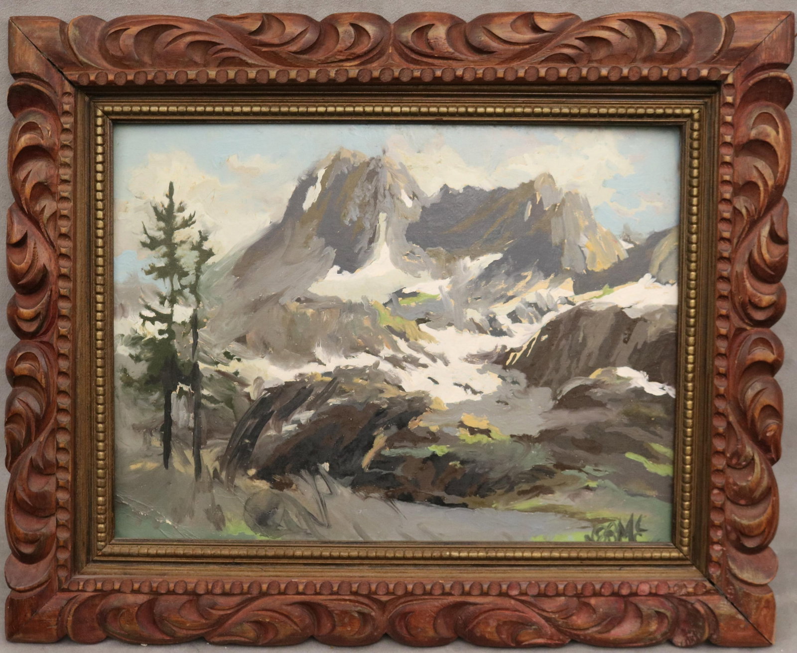 CONTINENTAL SCHOOL (20th century). High Alpine Peaks, Oil on board, 12 x 16 inches; frame: 18 x 22 (1 of 16)