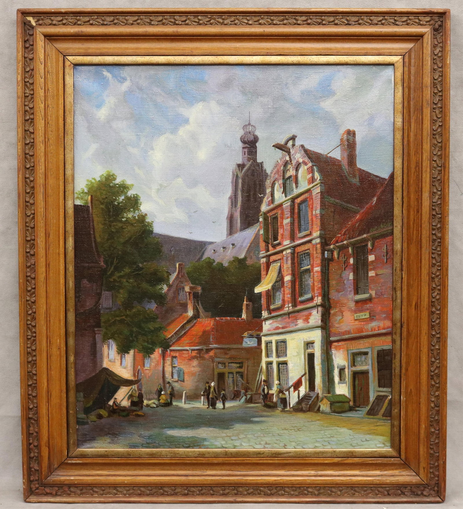 CORNELIS SPRINGER (AFTER) (Dutch, 19th century). Dutch Street Scene, Oil on canvas, 24 x 19.5 inches (1 of 17)