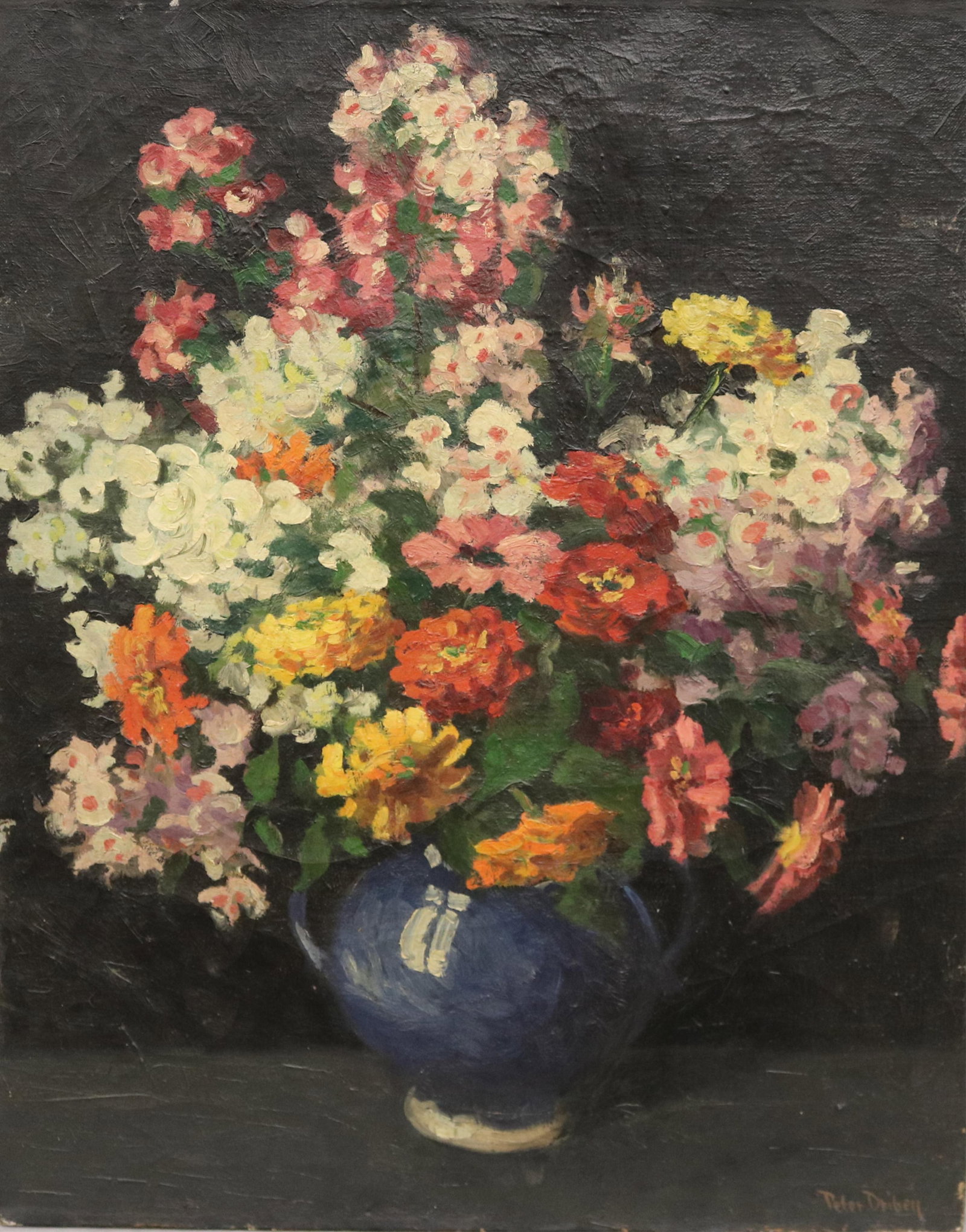 AMERICAN SCHOOL (20th century). Summer Flowers, Oil on canvas, 27.25 x 22 inches (1 of 12)