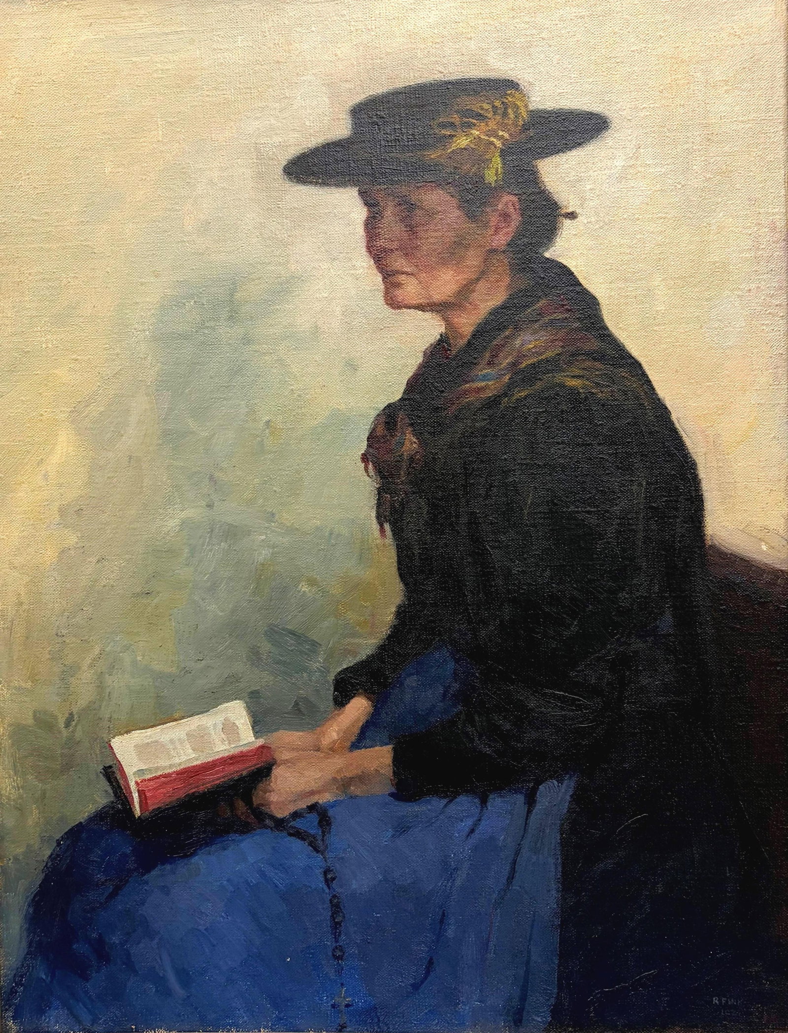 AMERICAN SCHOOL (20th century). The Reader, circa 1920, Oil on canvas., 24 x 18 inches; frame: 27 x (1 of 8)