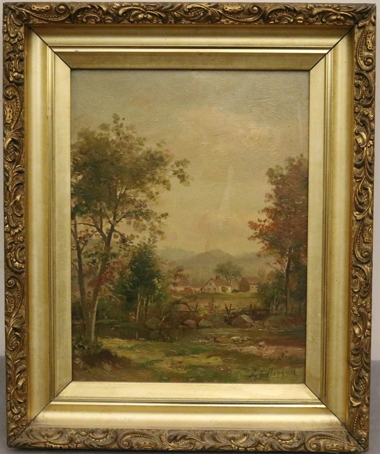 GEORGE FRANK HIGGINS (ATTRIBUTED) (American, 19th century). New England Landscape in the early (1 of 9)