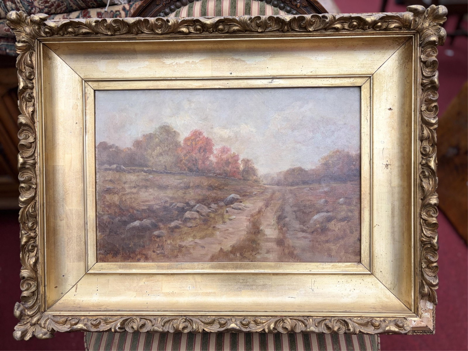 AMERICAN SCHOOL (19TH / 20TH century). Autumn Landscape, Oil on canvas., 12 x 18 inches; frame: 21 x (1 of 15)