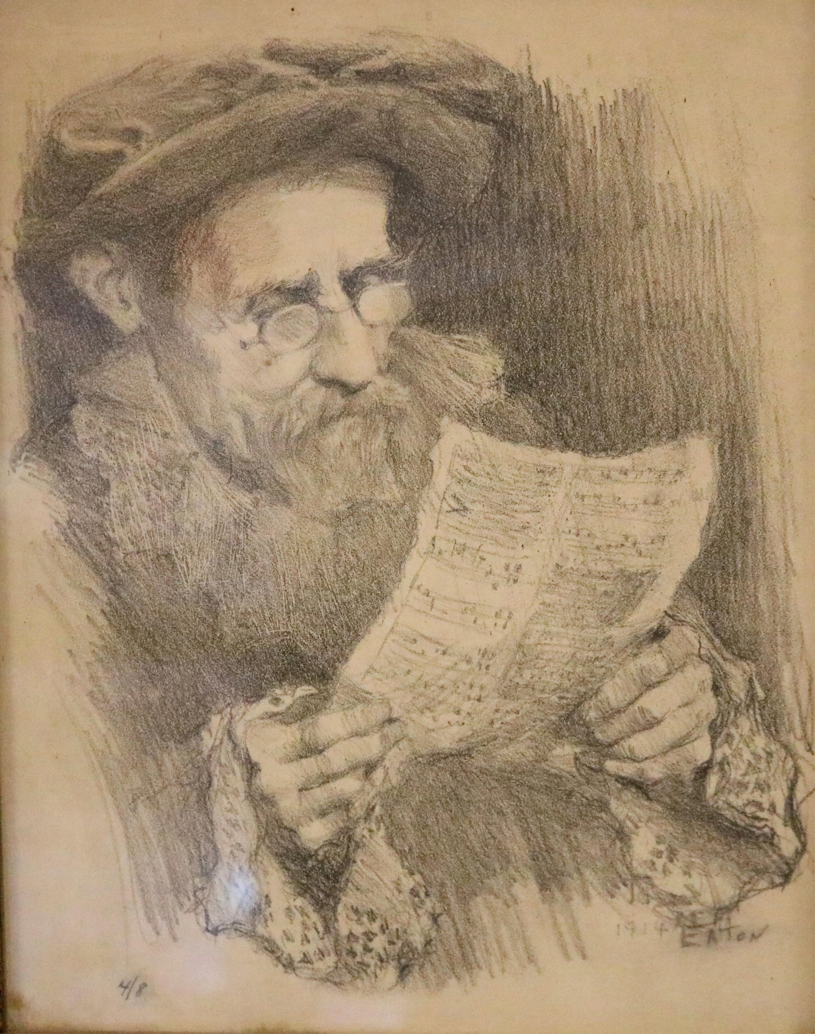 MARGARET FERNIE EATON (English/American, 1871-1963). Study of an Elderly Man Reading, 1914, Pencil (1 of 14)