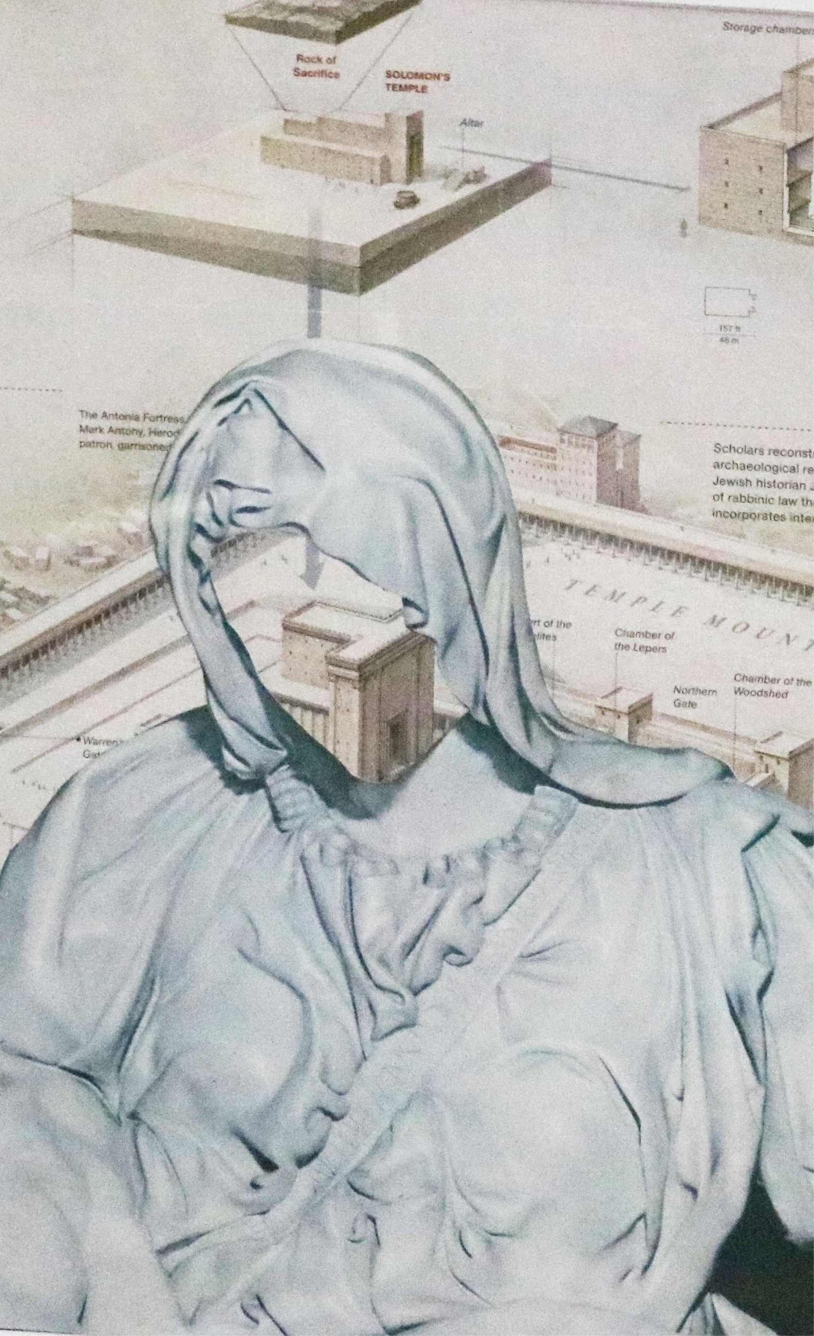 RACHEL E. ENGLAND (American, 20th century). The Temple Within, Mixed-Media Collage, SIGHT: 11 X 4.5, (1 of 8)