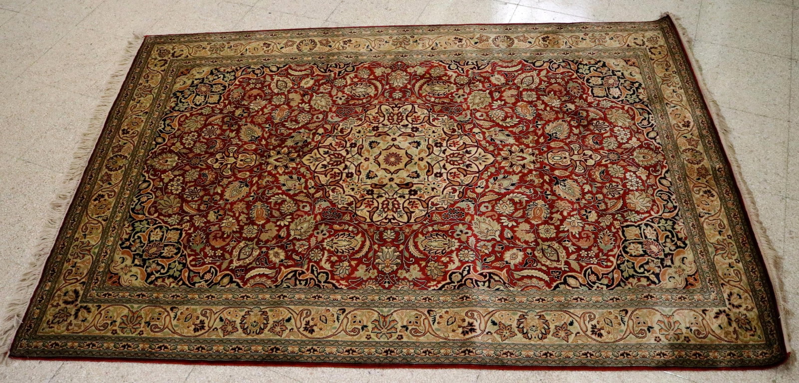 PERSIAN SILK QUM RUG - 5 ft. 9 in. x 4 ft. 1in.. (1 of 16)