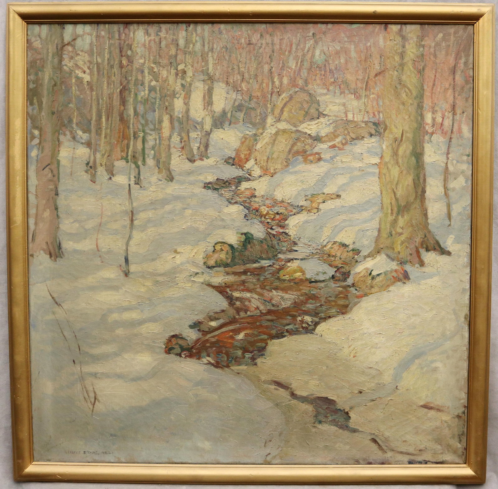 WILLIAM LESTER STEVENS (American, 1888?1969). SNOWY LANDSCAPE WITH STREAM, 1922, Oil on canvas., 36 (1 of 6)