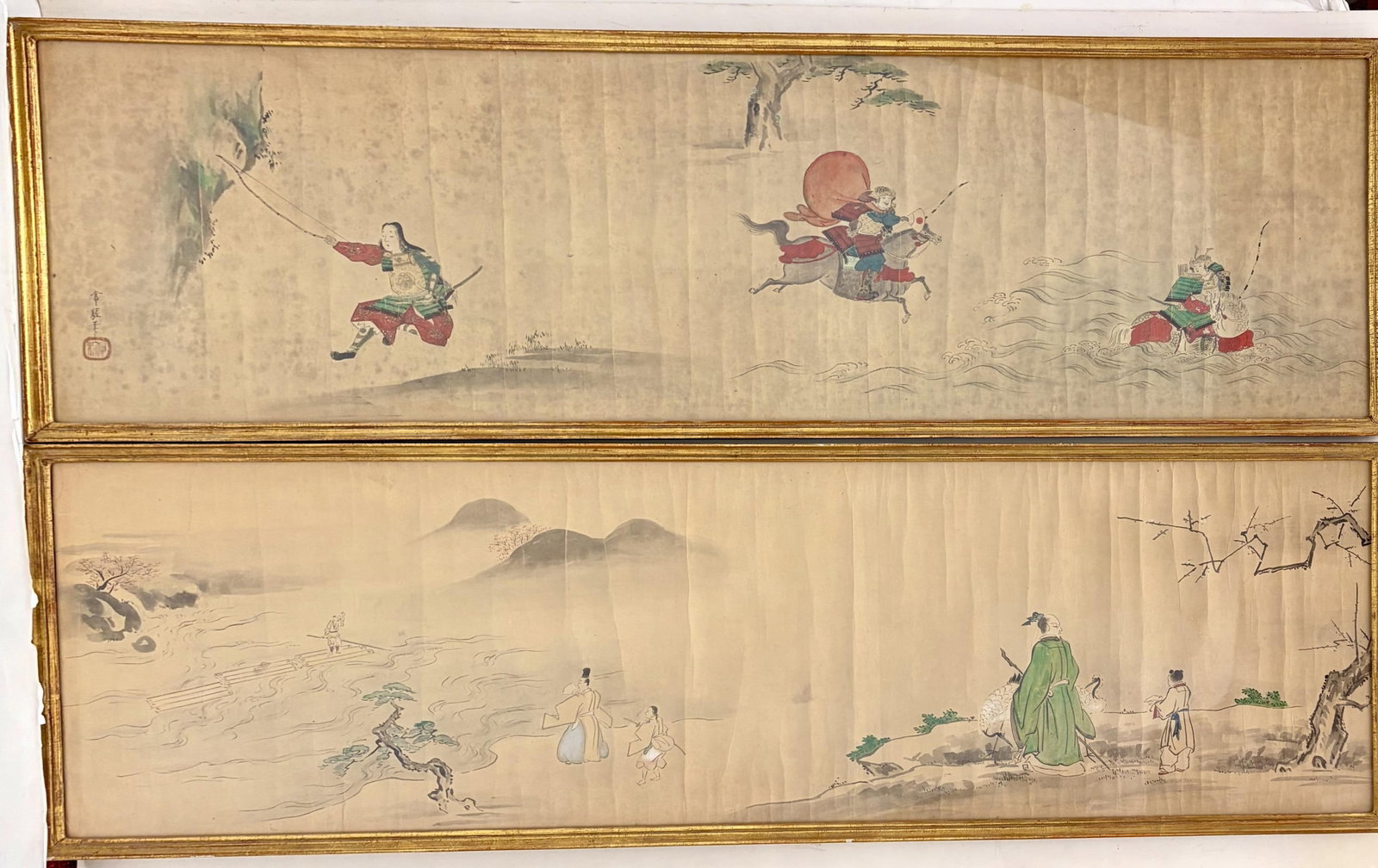 Pair of Chinese Scrolls: Figures in a Landscape and Warriors on Horseback late 18th / early 19th (1 of 15)