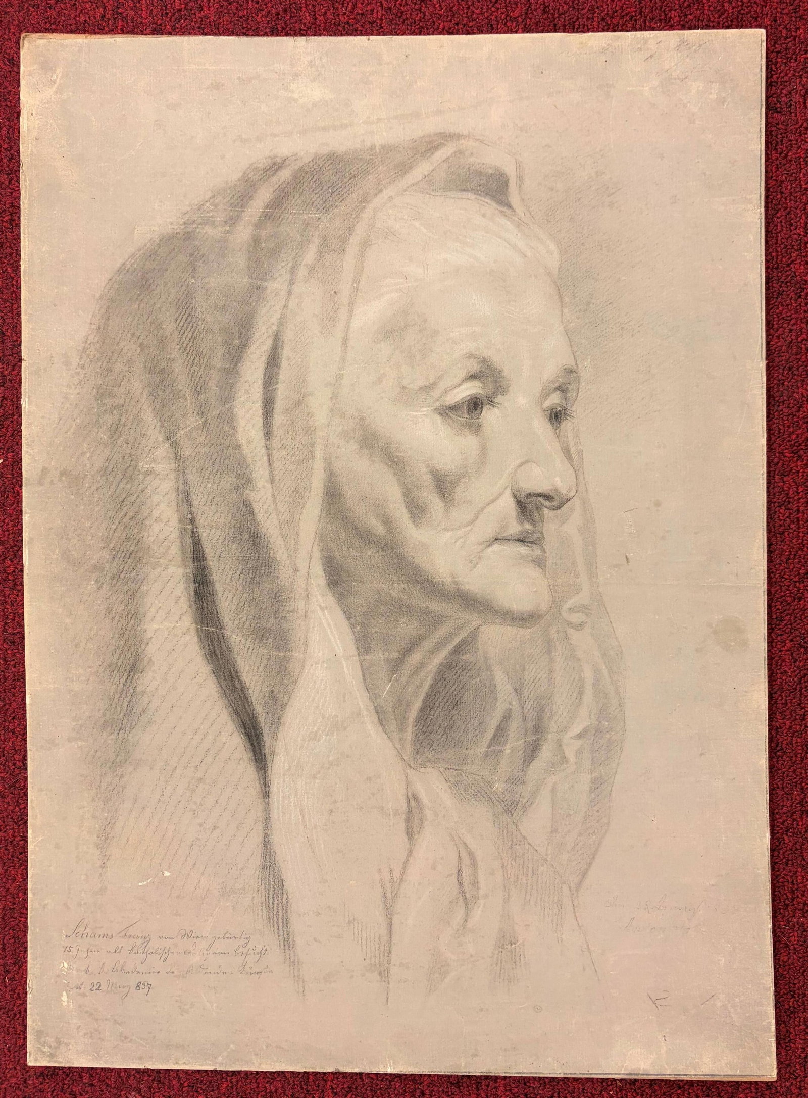 FRANZ SCHAMS (Austrian, 1824?1883). Academic Study: Portrait of an Elderly Woman, circa 1837, Pencil (1 of 10)