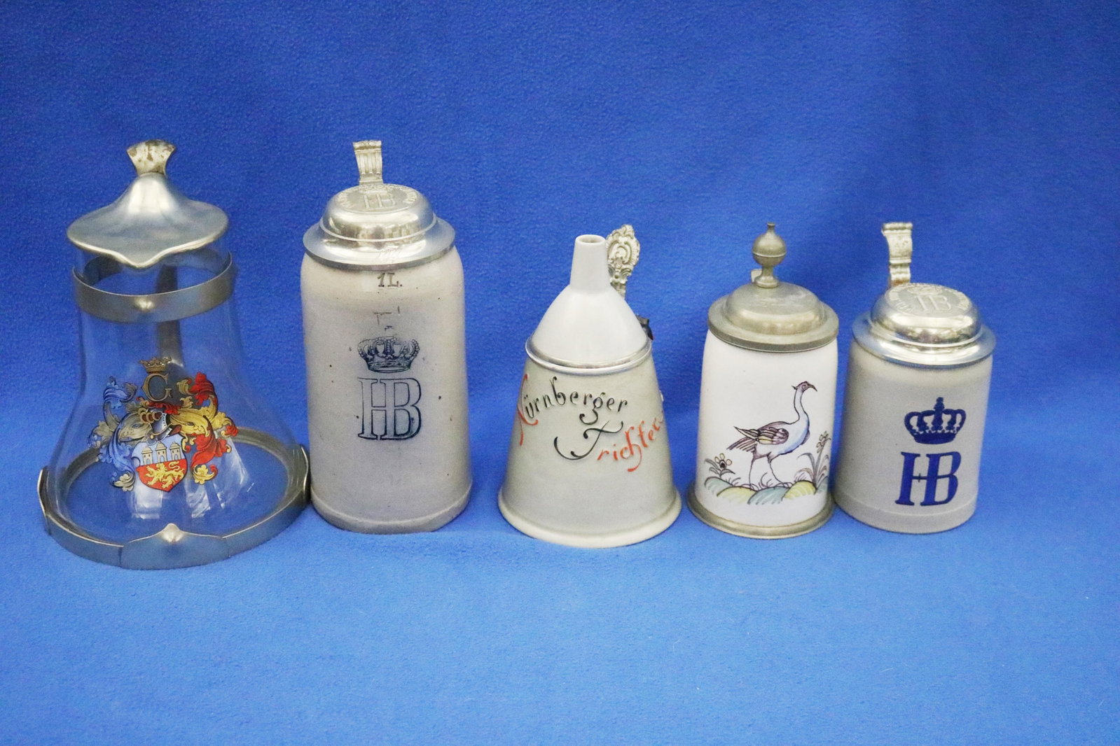 COLLECTION 13 ASSORTED VINTAGE BEER STEINS - Tallest, H: 10 1/4 in.. (1 of 10)