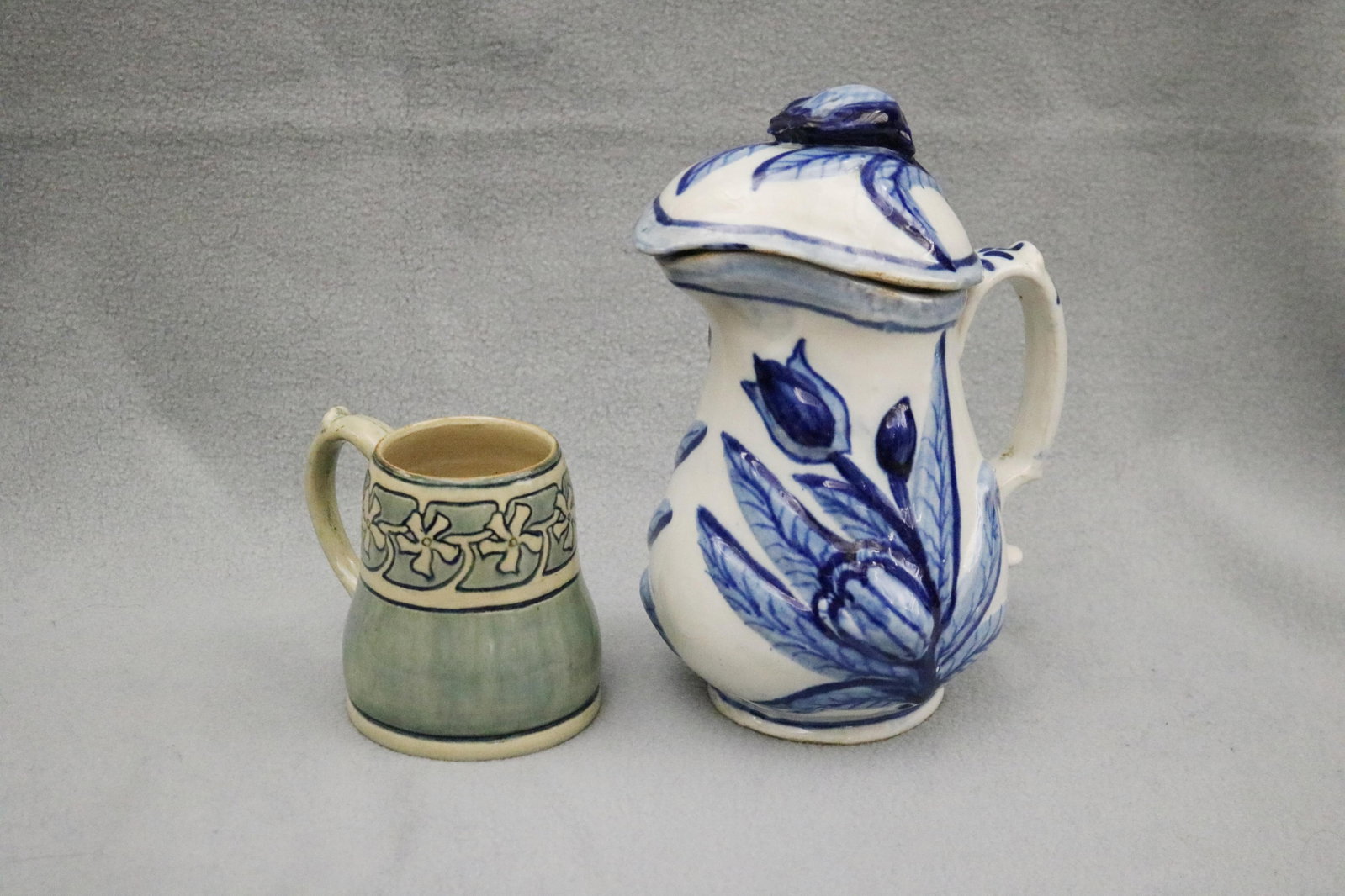 SIGNED, HAND-PAINTED SOPHIE NEWCOMB POTTERY MUG, AND AN EARLY 20TH CENTURY BLUE-AND-WHITE (1 of 10)