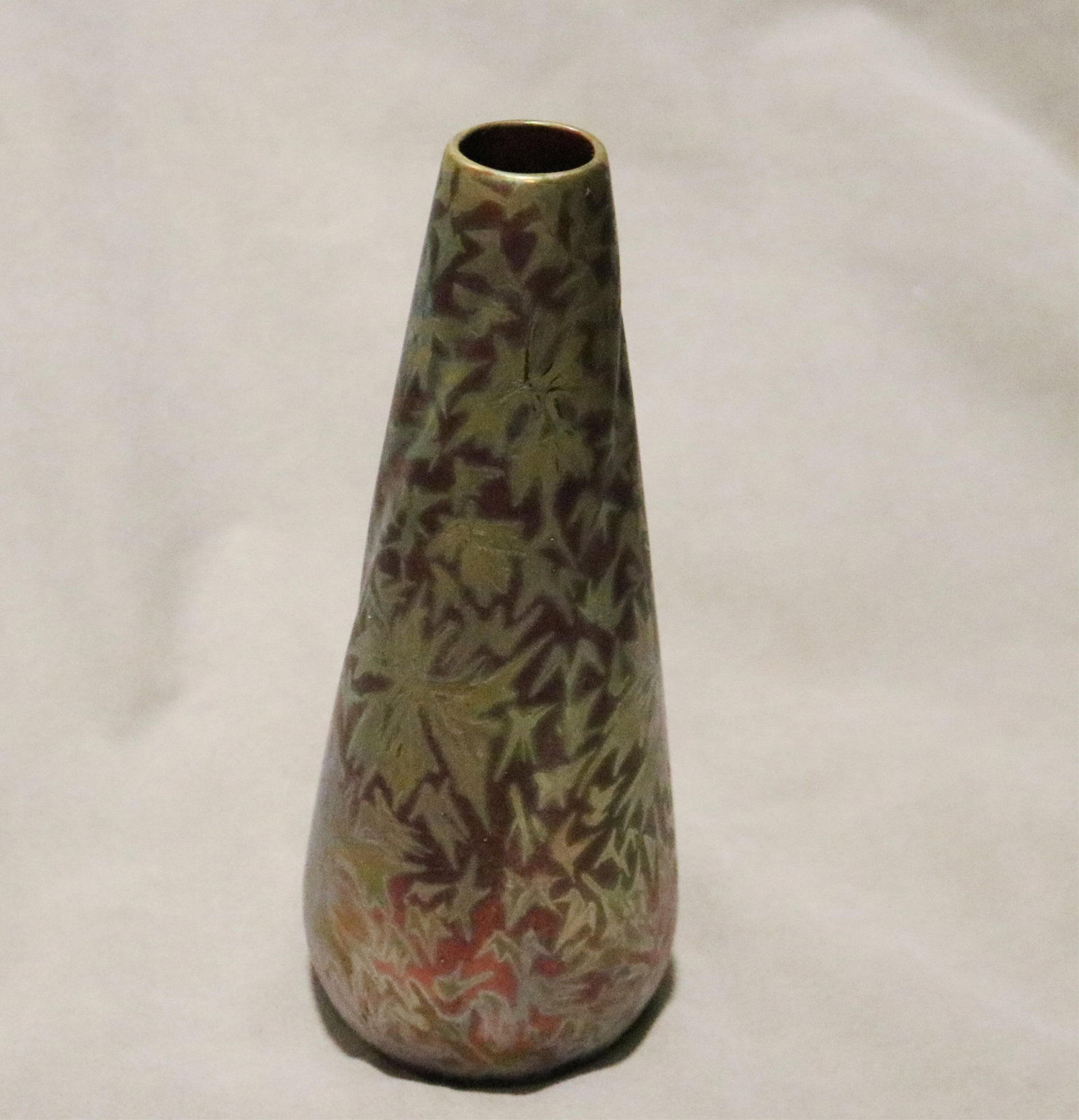 JACQUES SICARD (1865-1923) FOR WELLER POTTERY CO. SIGNED "SICARD WELLER" IRIDESCENT SWIRLED CONICAL (1 of 6)
