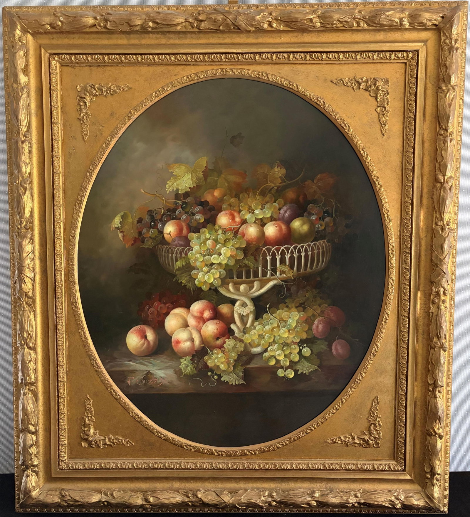CONTINENTAL SCHOOL . Still Life with Fruit and a White Tazza, Oil on board, 30 x 25 inches; frame: (1 of 11)