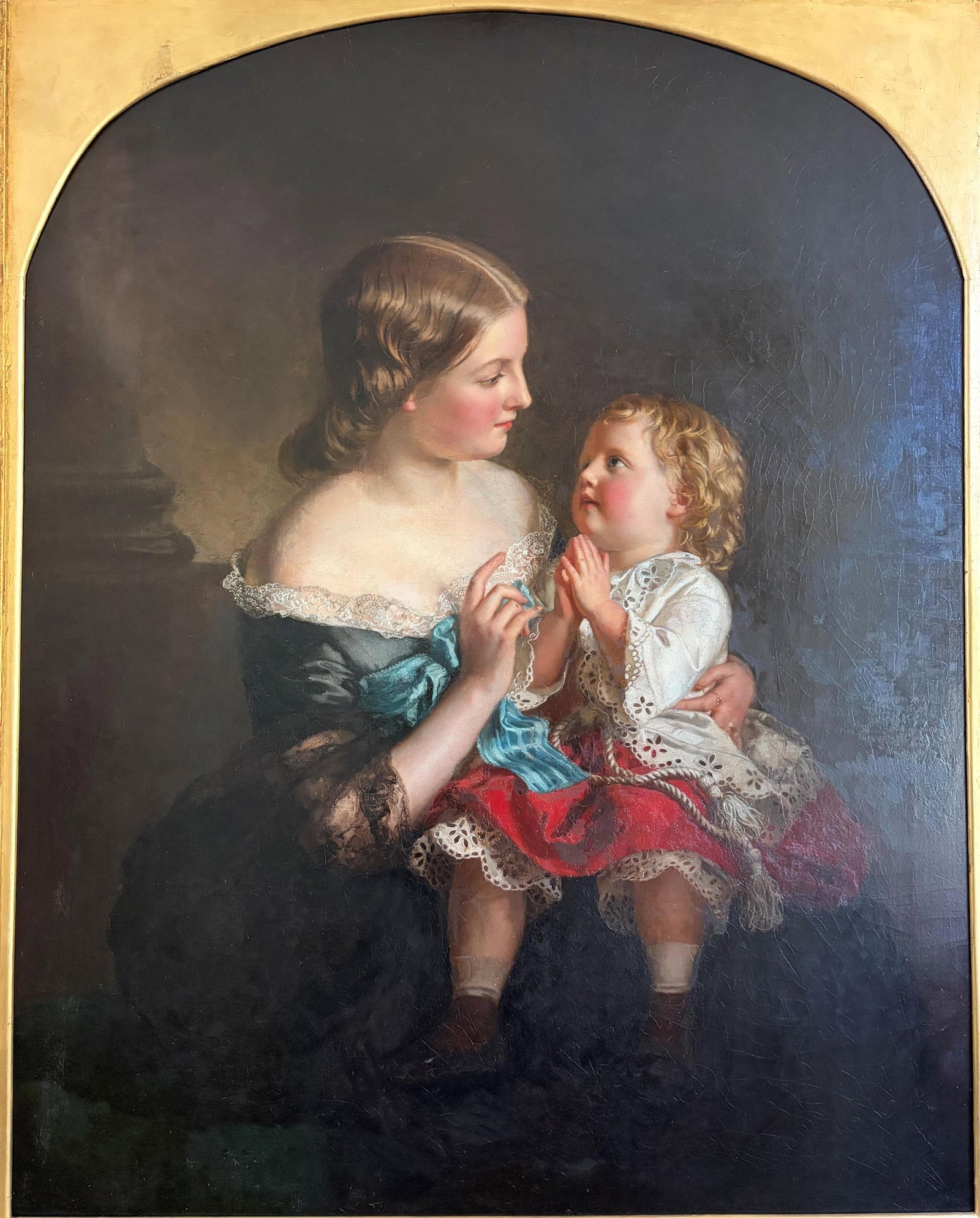 ENGLISH SCHOOL (19th century). A Mother's Lesson: Portrait of a Young Woman and Child, circa (1 of 20)