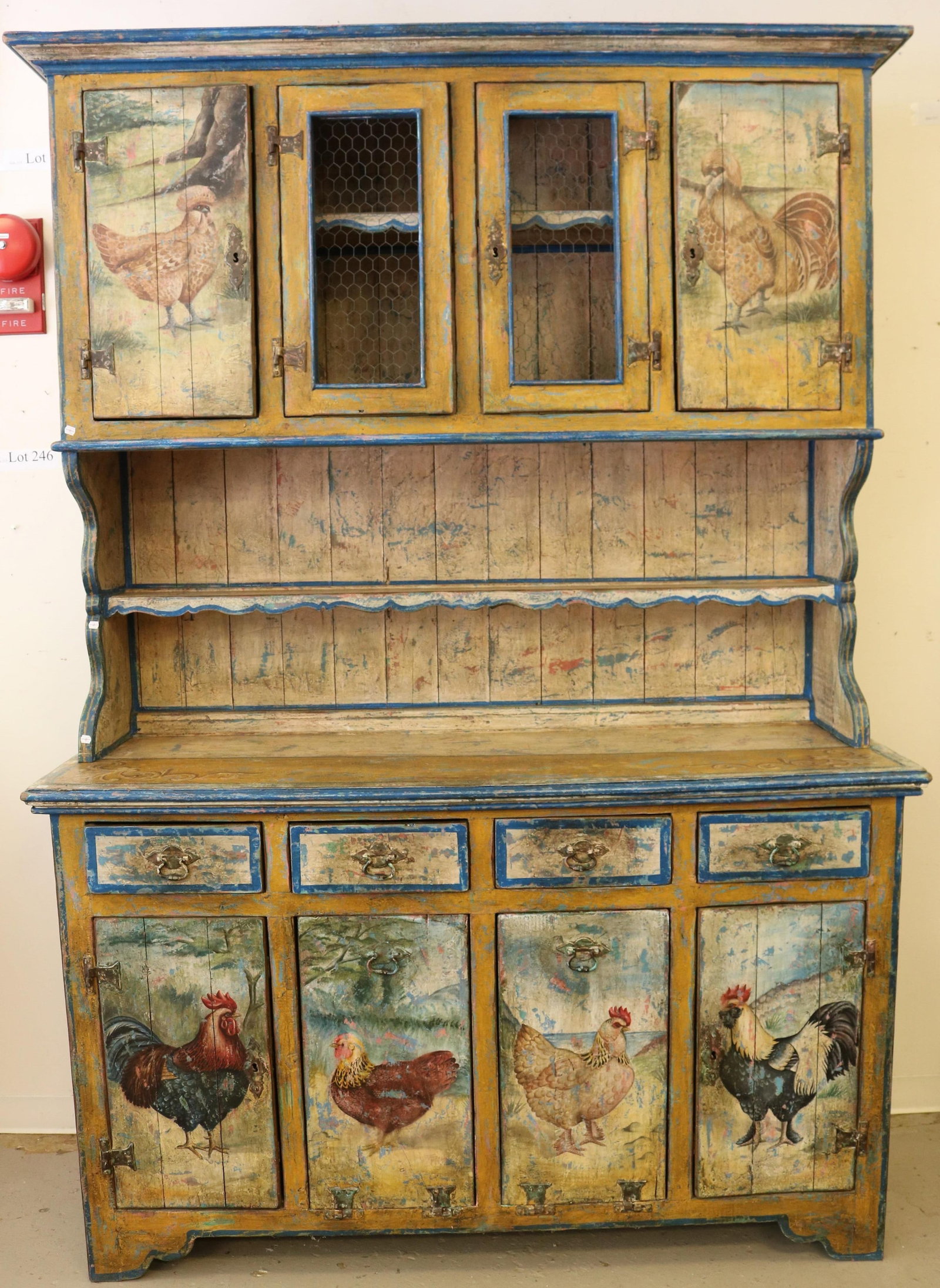 FRENCH PROVINCIAL PAINT-DECORATED BUFFET A "TROIS CORPS" - H: 100 IN; W: 89 IN; D: 25 IN. (1 of 20)