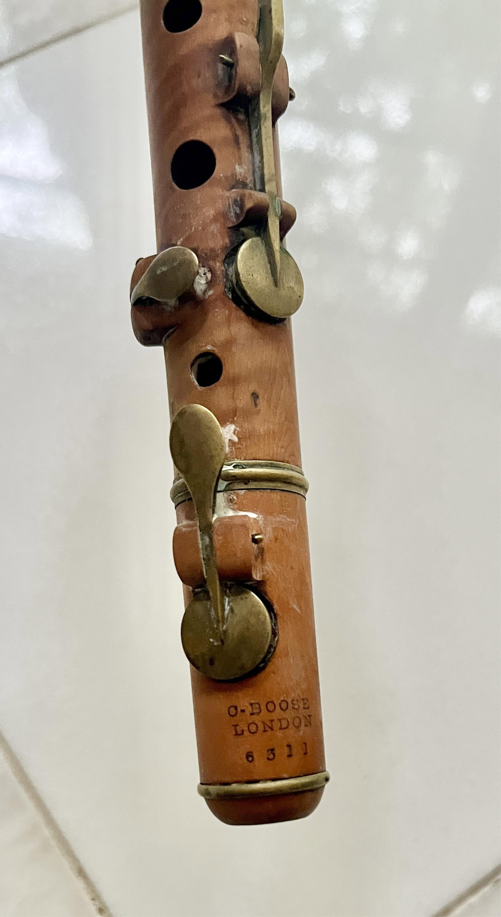 G. BOOSEY & CO., LONDON, R.S.PRATTEN'S PERFECTED WOODEN FLUTE #6311, - L: 20 IN. (1 of 4)