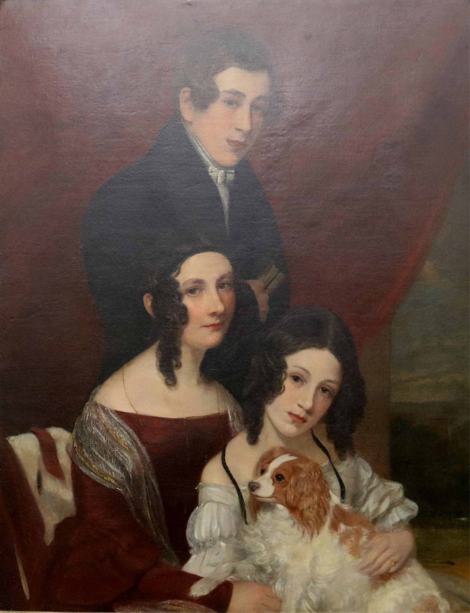 AMERICAN SCHOOL (19th century). Family Group Portrait with a Cavalier King Charles Spaniel dog, (1 of 19)