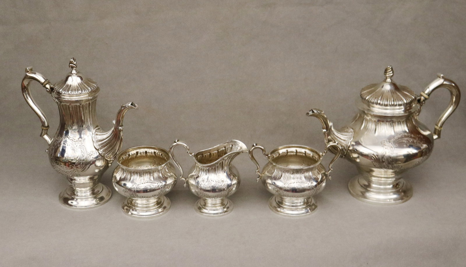 TUTTLE CO. GEORGE II STYLE STERLING SILVER TEA/COFFEE SERVICE - . (1 of 7)