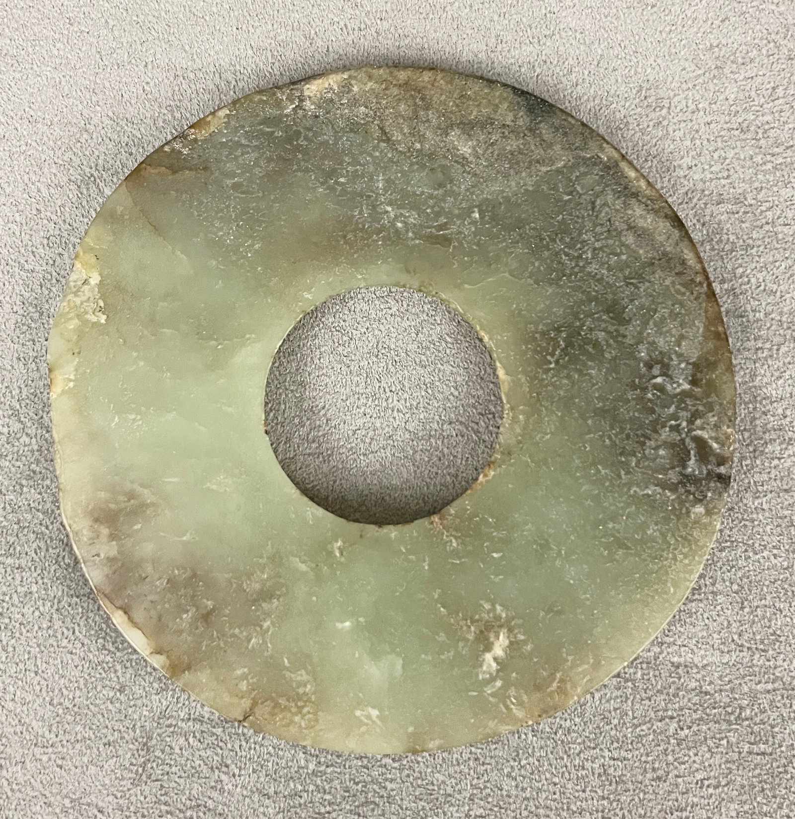 CHINESE MAJIAYAO CULTURE PALE GREEN JADE BI DISC, - D: 4 1/4 in.. (1 of 2)