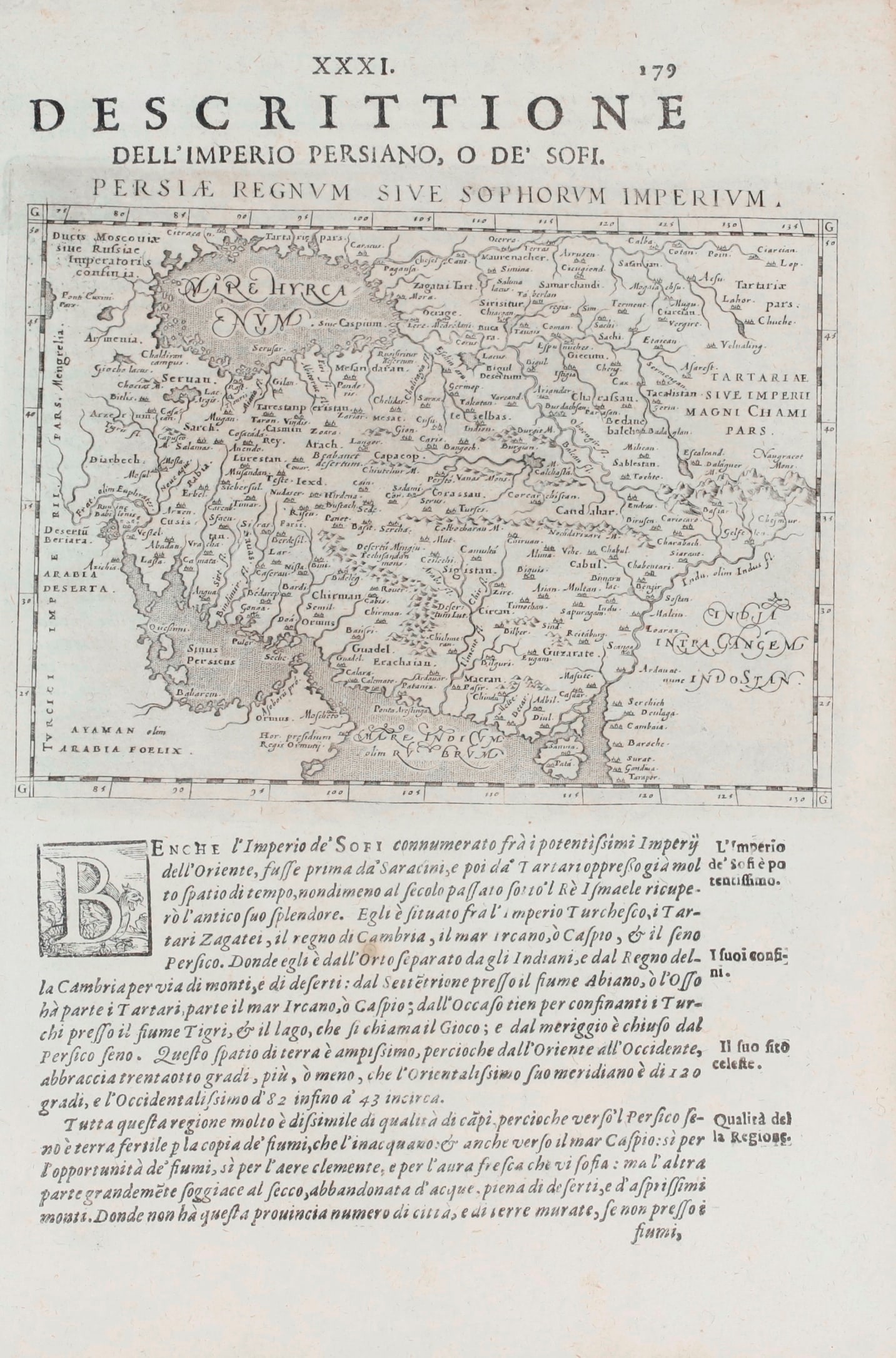 MAP OF PERSIA: Persiae Regnum sive Sophorum Imperium, circa 1597 - Sight (as matted): 11.5 x 8 (1 of 2)