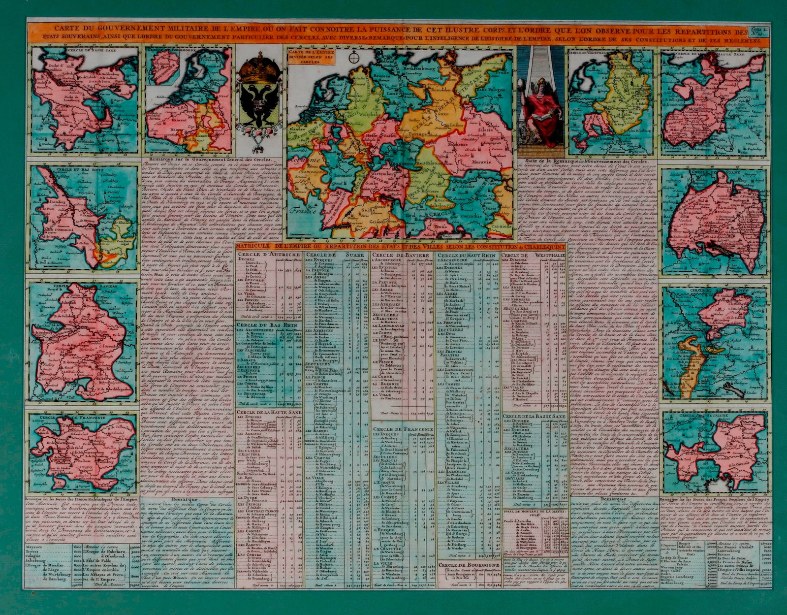 CARTE DU GOUVERNEMENT MILITAIRE DE L'EMPIRE: ENGRAVED MAP OF THE HOLY ROMAN EMPIRE'S CIRCLES (1 of 2)