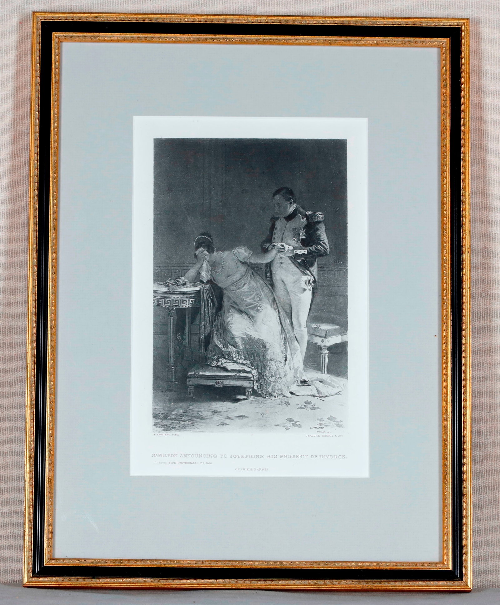 SET OF THREE PORTRAIT AND HISTORICAL ENGRAVINGS RELATING TO NAPOLEON BONAPARTE 19th century - .: SET OF THREE PORTRAIT AND HISTORICAL ENGRAVINGS RELATING TO NAPOLEON BONAPARTE 19th century A set of three 19th-century French engravings relating to Napoleon Bonaparte. The first pair are matching ov