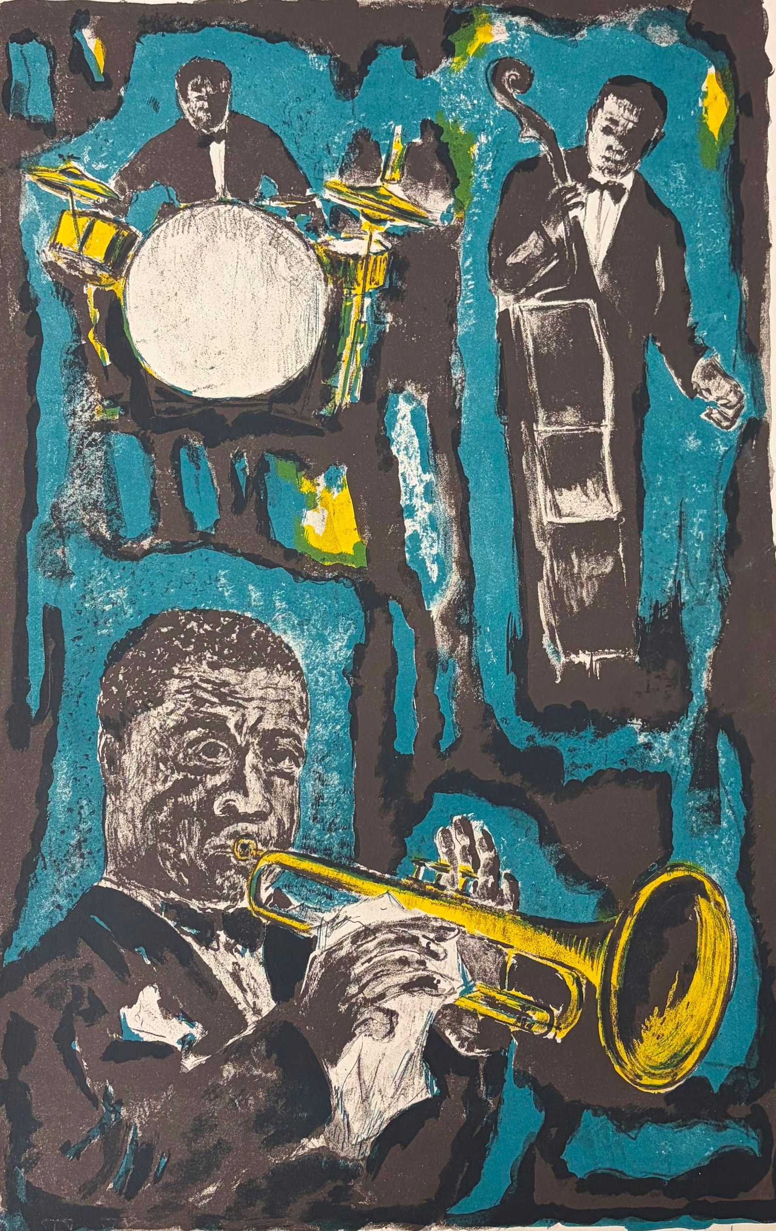 TONY AGOSTINI (Italian-French, 1916-1990). Louis Armstrong and the Jazz Band, Lithograph, plate: 20 (1 of 10)
