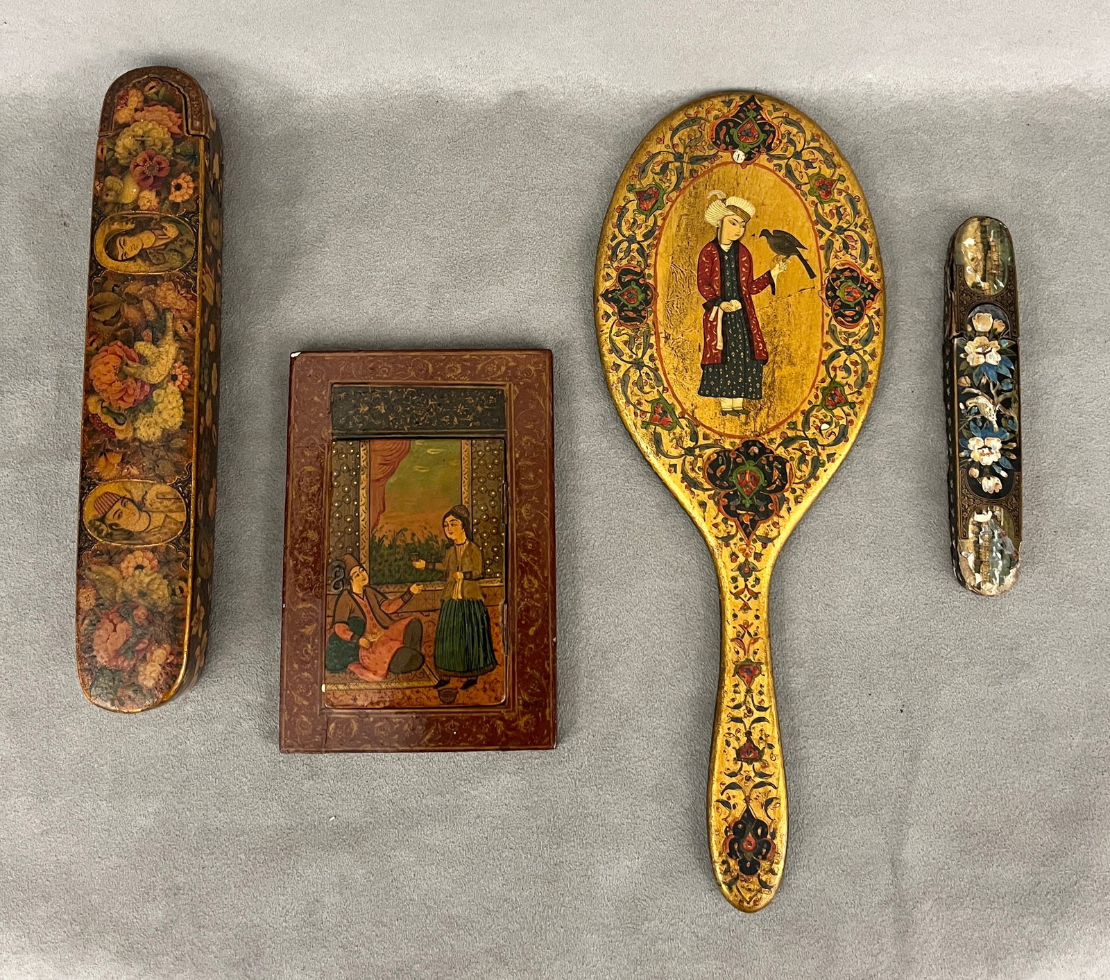 FOUR PIECES ANTIQUE PERSIAN LACQUER 19th century - . (1 of 20)