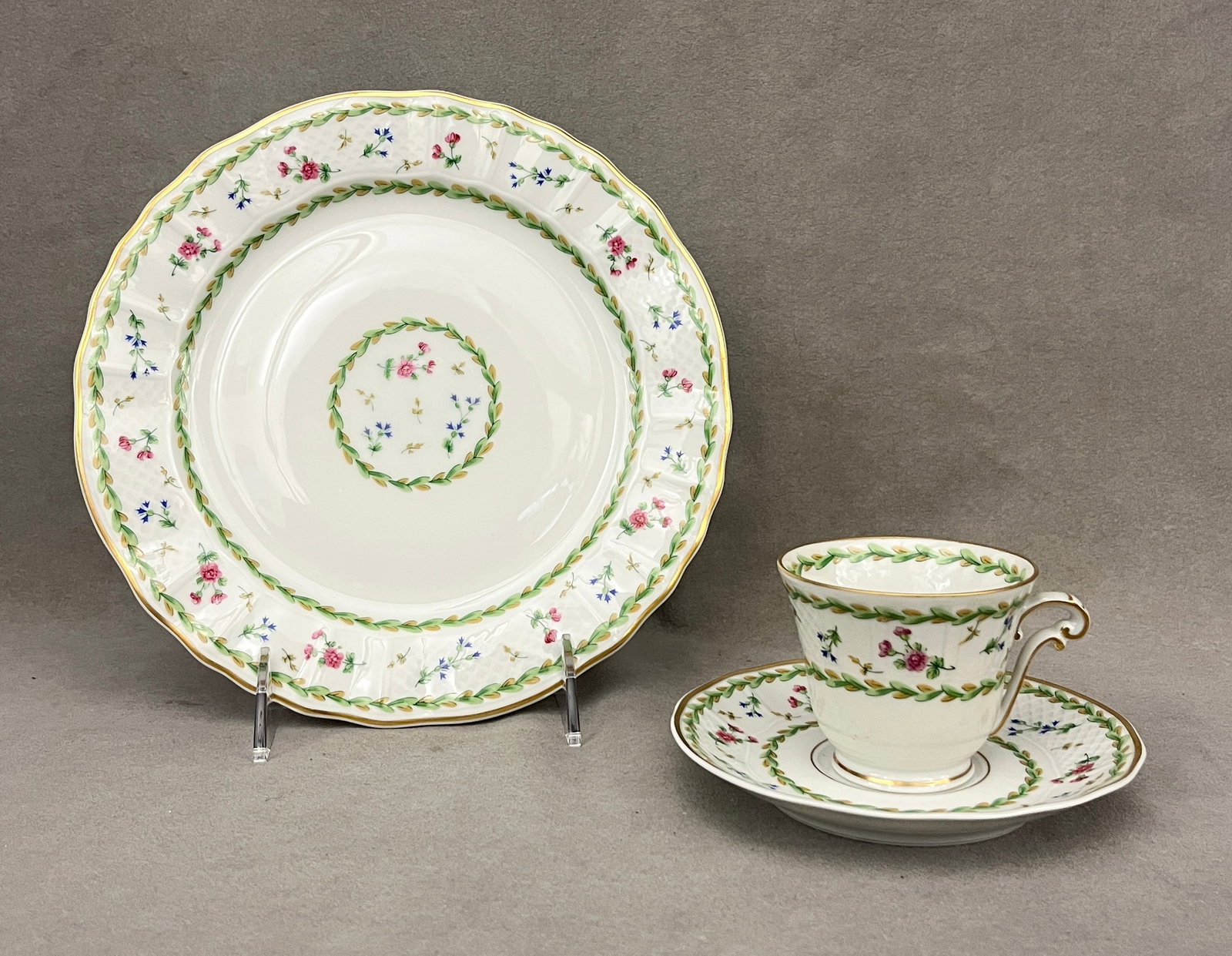 SET 12 BERNARDAUD LIMOGES "ARTOIS" PATTERN PORCELAIN DESSERT PLATES WITH 12 DEMITASSE CUPS AND 13 (1 of 15)