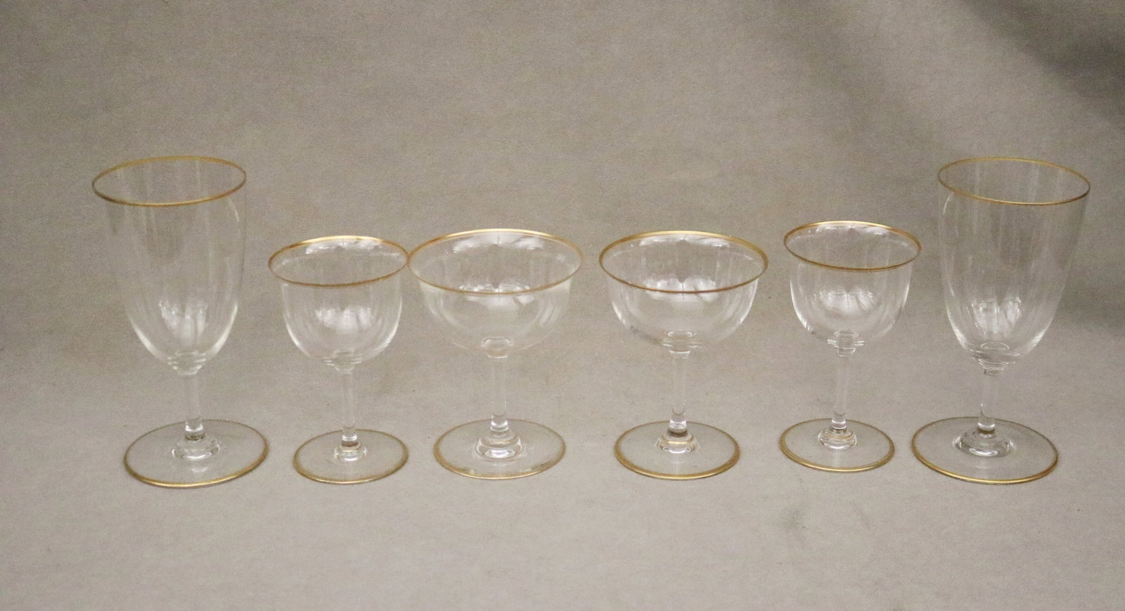 31-PIECE SERVICE EDWARDIAN GILT-RIMMED COLORLESS CRYSTAL STEMWARE - . (1 of 4)