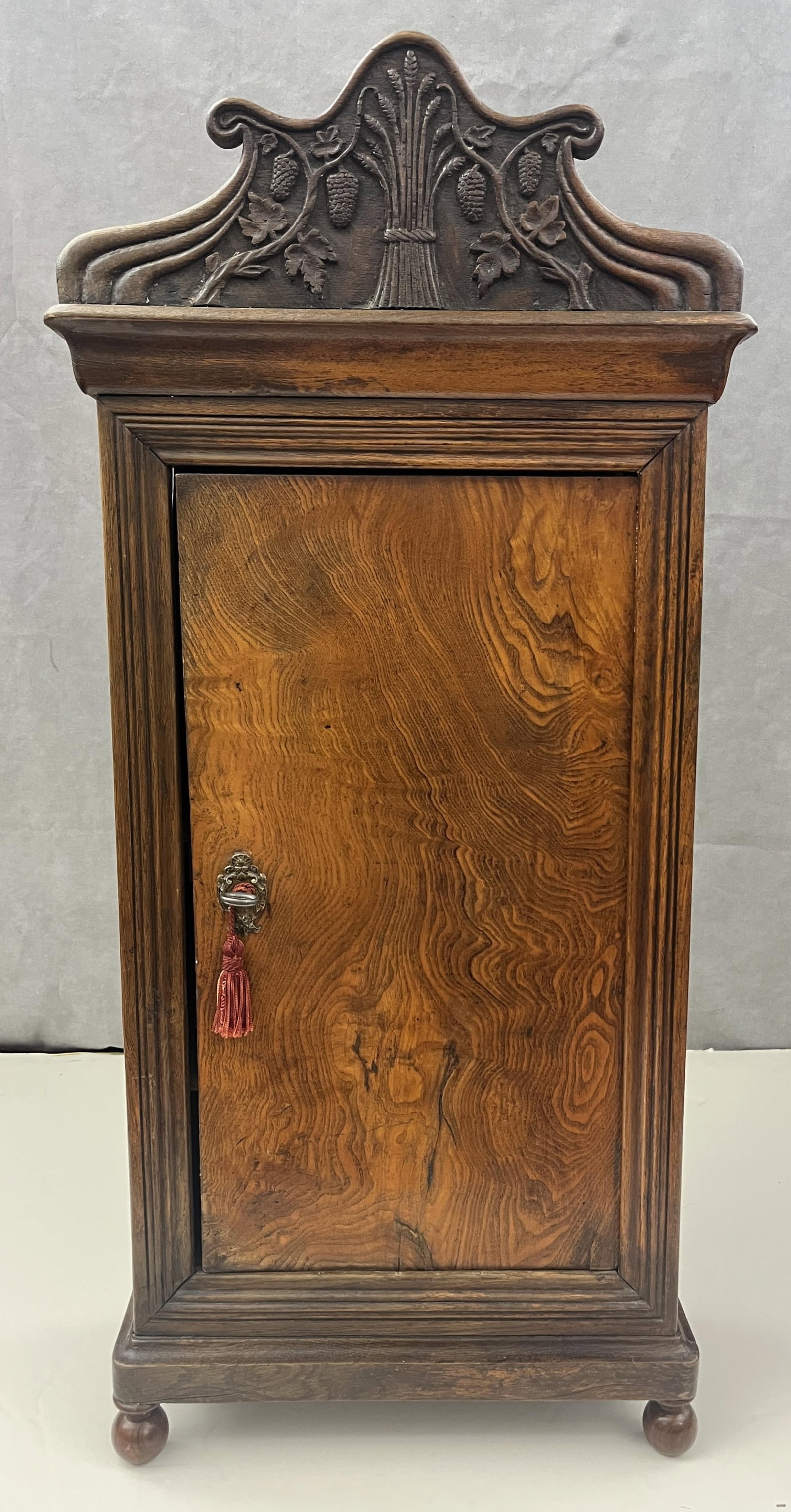FRENCH BURL-WOOD SPICE CABINET 19th century - H: 38 IN; W: 18 IN; D: 7 IN. (1 of 11)