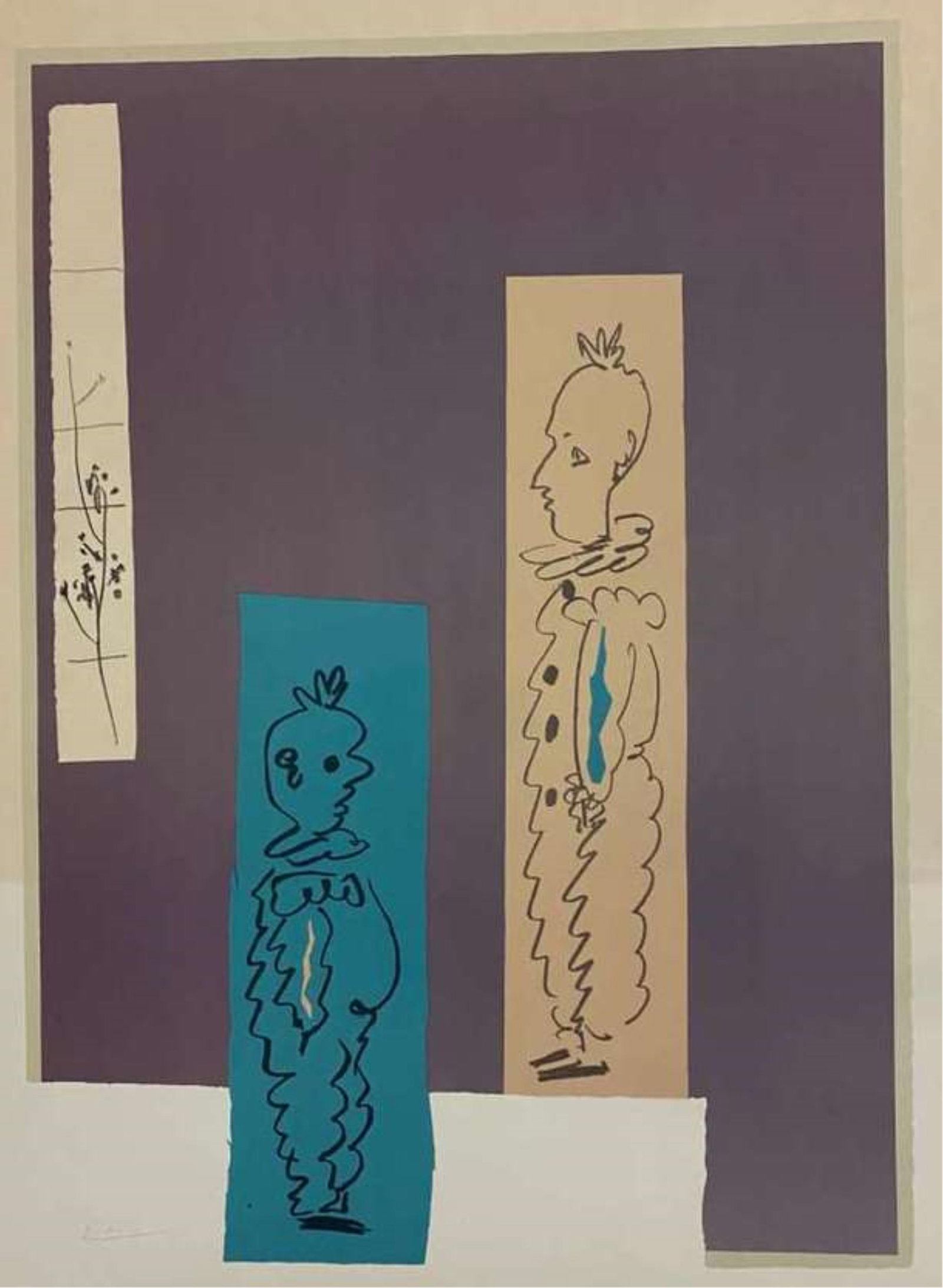 PABLO PICASSO (AFTER) (Spanish, 1881?1973). Deux Clowns (Two Clowns), 1962, Exhibition poster,: PABLO PICASSO (AFTER) Spanish, 1881?1973 Deux Clowns (Two Clowns), 1962 Exhibition poster Pencil signed "Picasso" lower left. Unframed. Exhibition poster created for the Public Education Association. 
