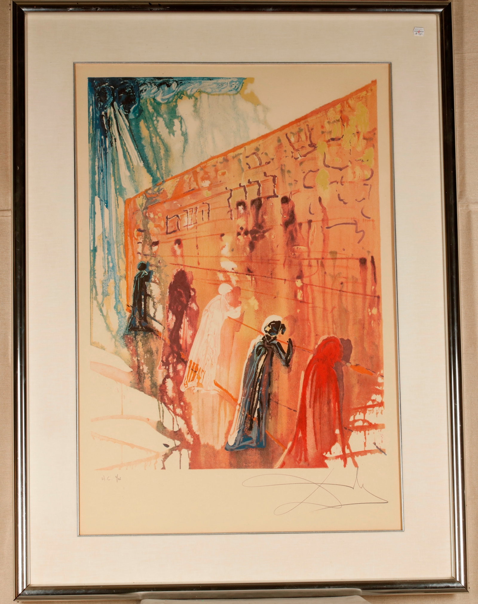 SALVADOR DALI (Spanish, 1904-1989). The Wailing Wall, color lithograph, Sight (as matted): 35 x 24: SALVADOR DALI Spanish, 1904-1989 The Wailing Wall color lithograph Framed artwork by Dali signed in pencil in the lower margin and is marked as a 'Hors de Commerce " (numbered 9 of an edition of65) in