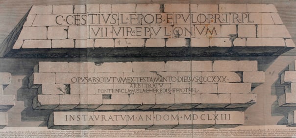 "ISCRIZIONI DELLA PIRAMIDE DI CAIO CESTIO," GIOVANNI BATTISTA PIRANESI, ETCHING FROM ?LE ANTICHITA