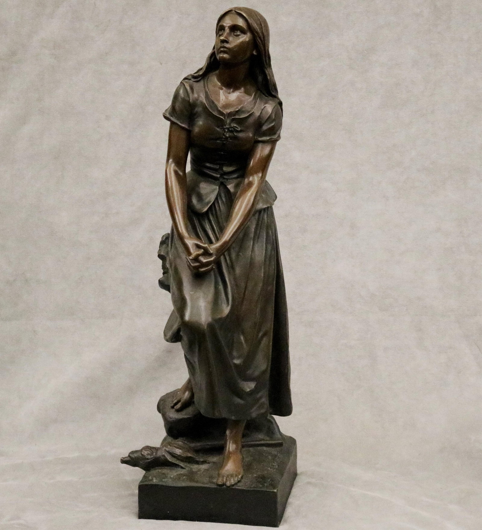 EUGENE LAURENT (French, 1832-1898). The Revelation of Joan of Arc, Bronze with a brown or dark (1 of 20)