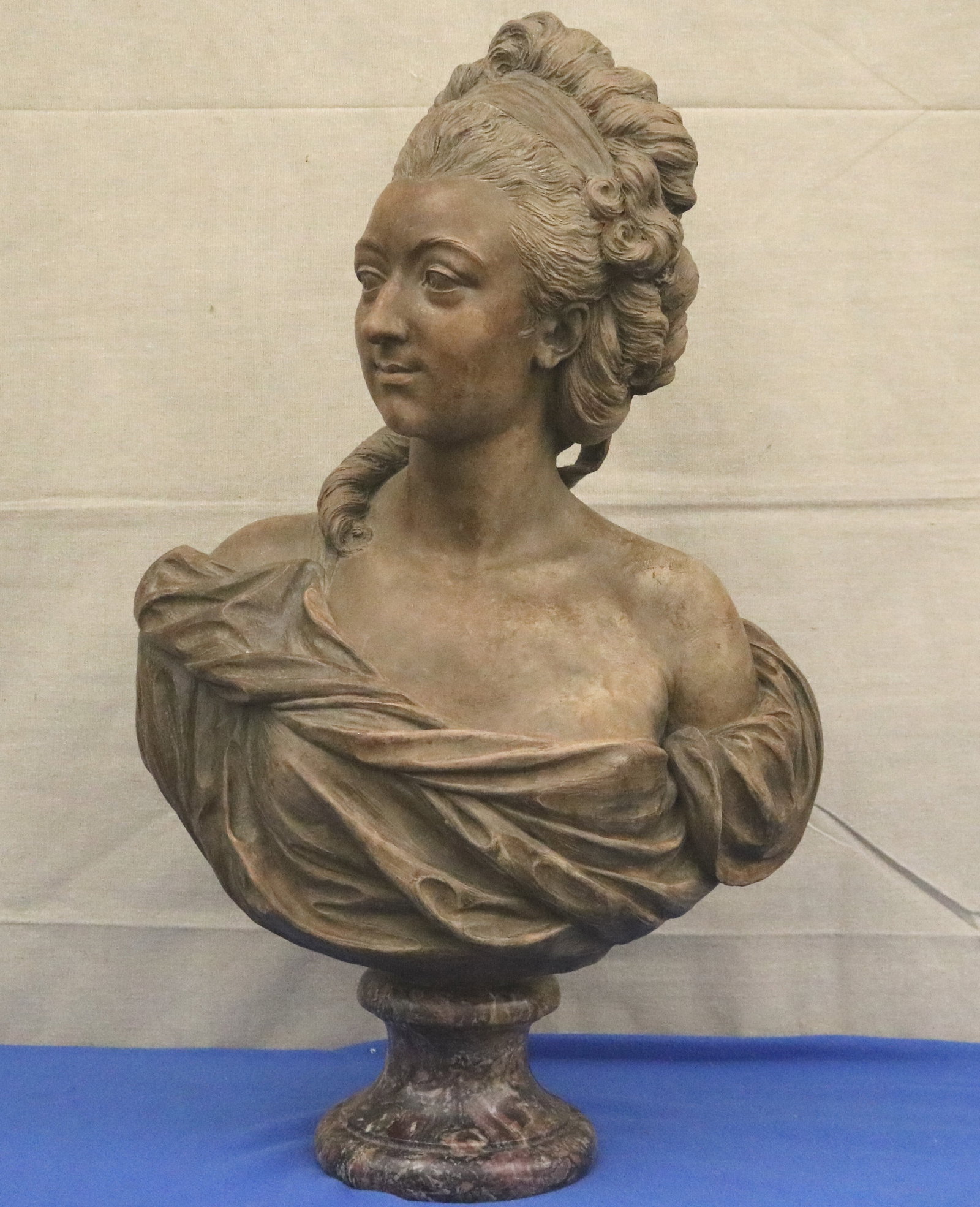 BUST OF THE COUNTESS DU BARRY, TERRACOTTA, AFTER AUGUSTIN PAJOU - height: approx 30 inches (1 of 11)