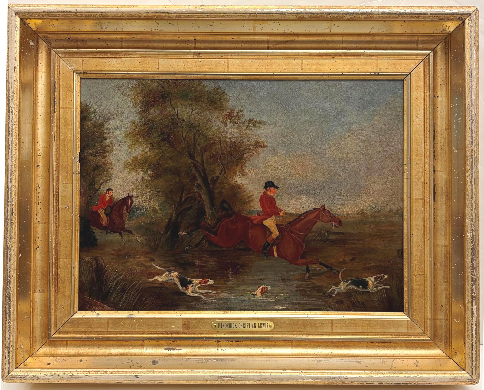 FREDERICK CHRISTIAN LEWIS (British, 1779-1856). Crossing the Stream, Huntsmen and Hounds at the (1 of 15)