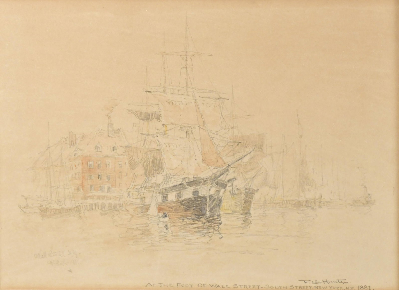 FREDERICK LEO HUNTER (American, 1858-1943). At the Foot of Wall Street, South Street, New York , NY (1 of 8)