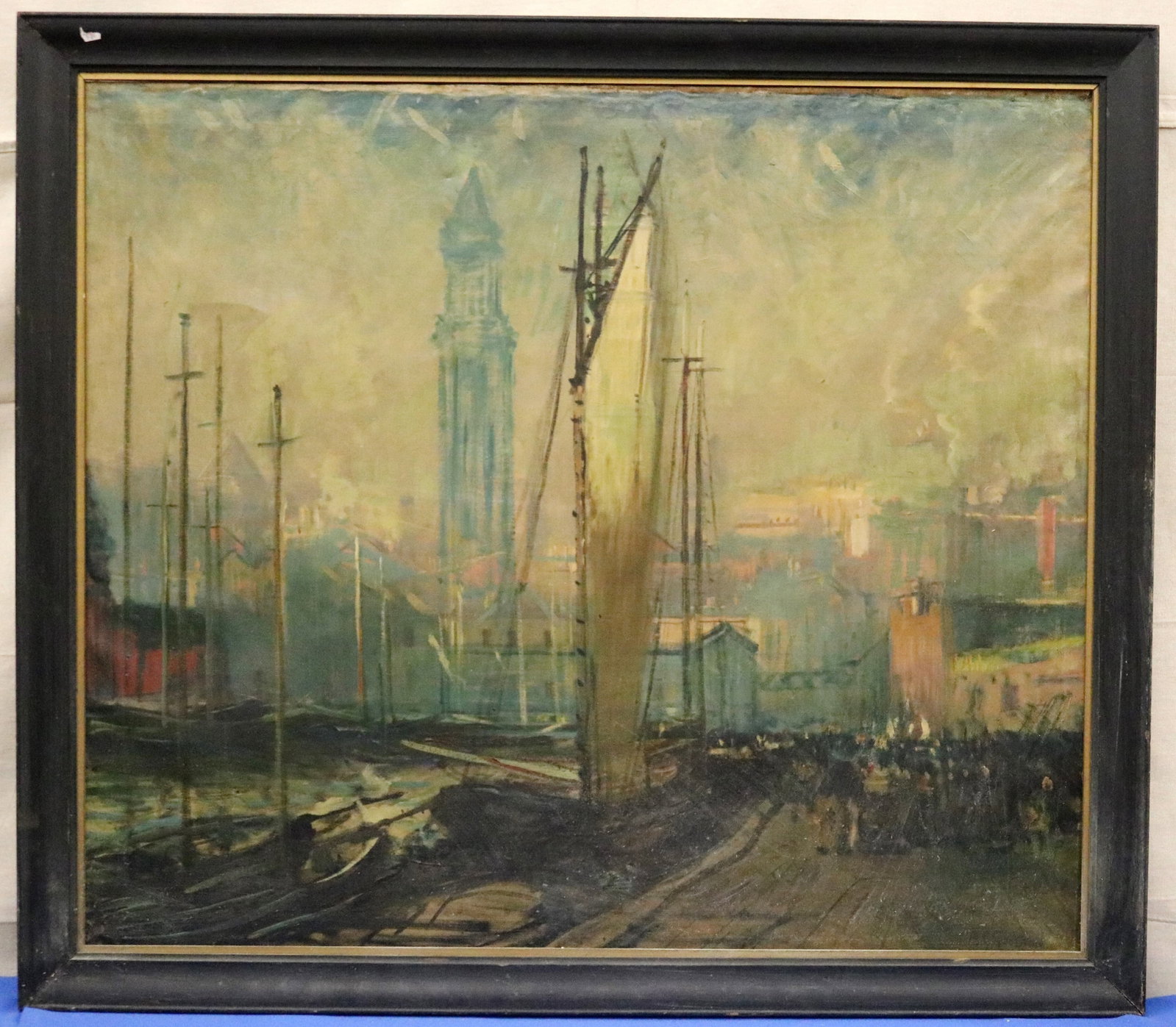 ARTHUR CLIFTON GOODWIN (American, 1864-1929). Harbor View with Church Tower, Oil on canvas, 38 x (1 of 11)