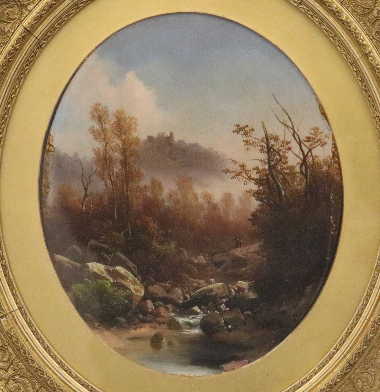GUIDO AGOSTINI (Italian, active 1865?1898). Misty River Landscape with Ruined Castle and Cattle at (1 of 8)