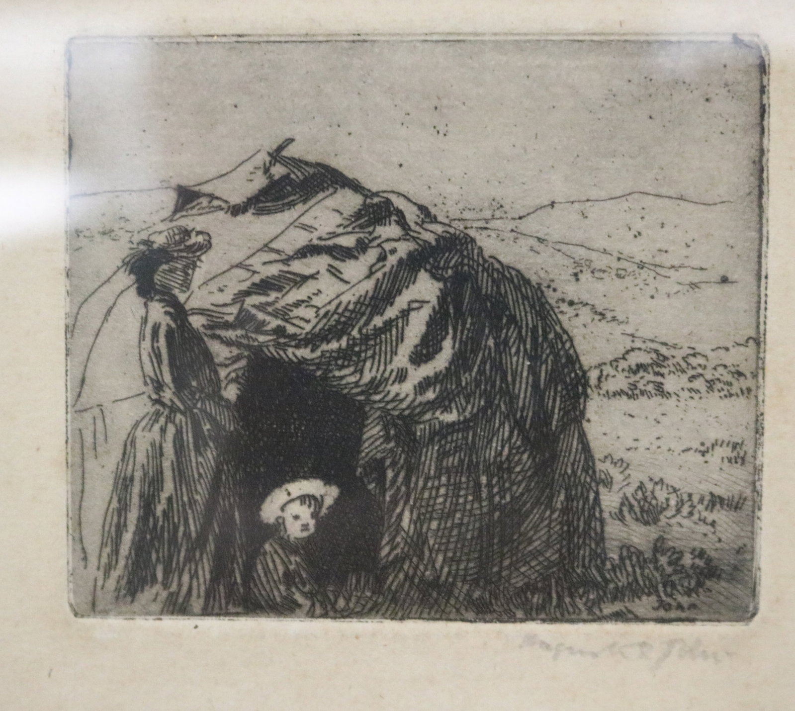 AUGUSTUS JOHN (British / Welsh, 1878-1961). The Tent on the Moor, etching, Plate: 2.5 x 3 inches; (1 of 3)