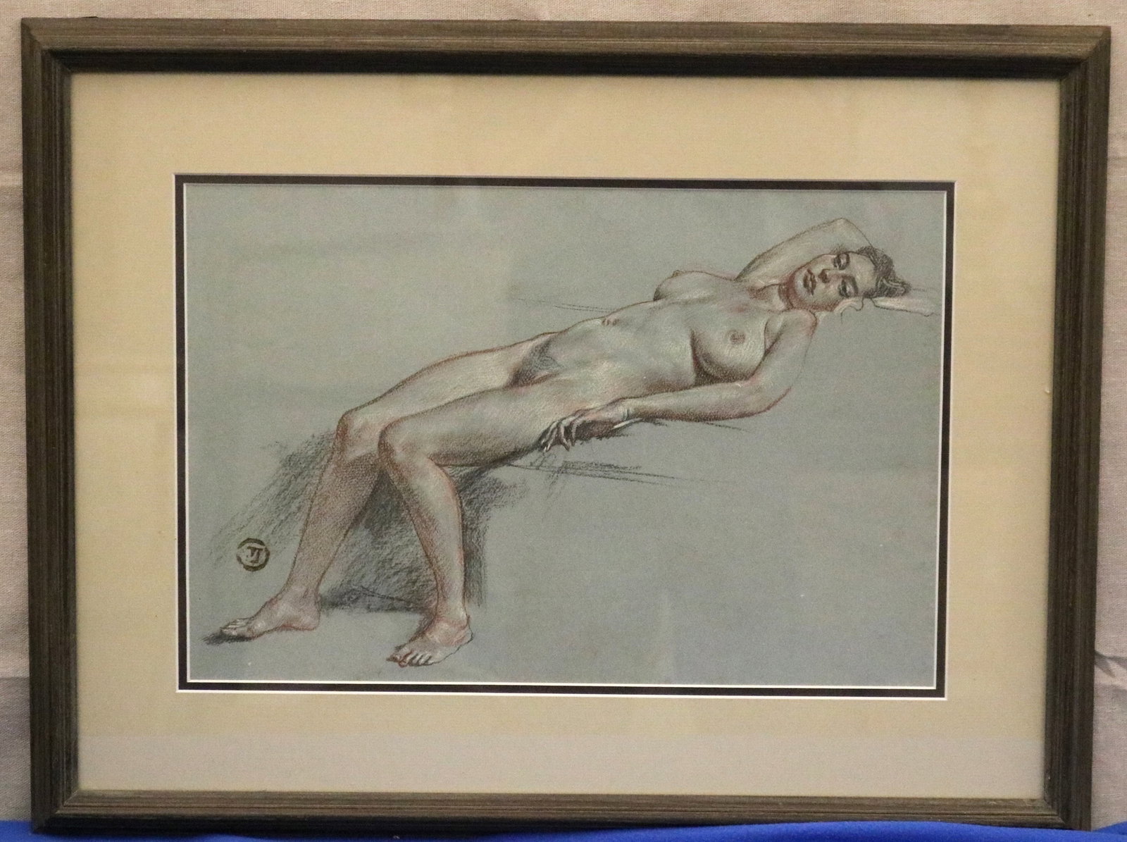 TED SETH JACOBS (American, 1927-2019). Greek Marble: Reclining Female Nude Study, sepia and pastel, (1 of 10)