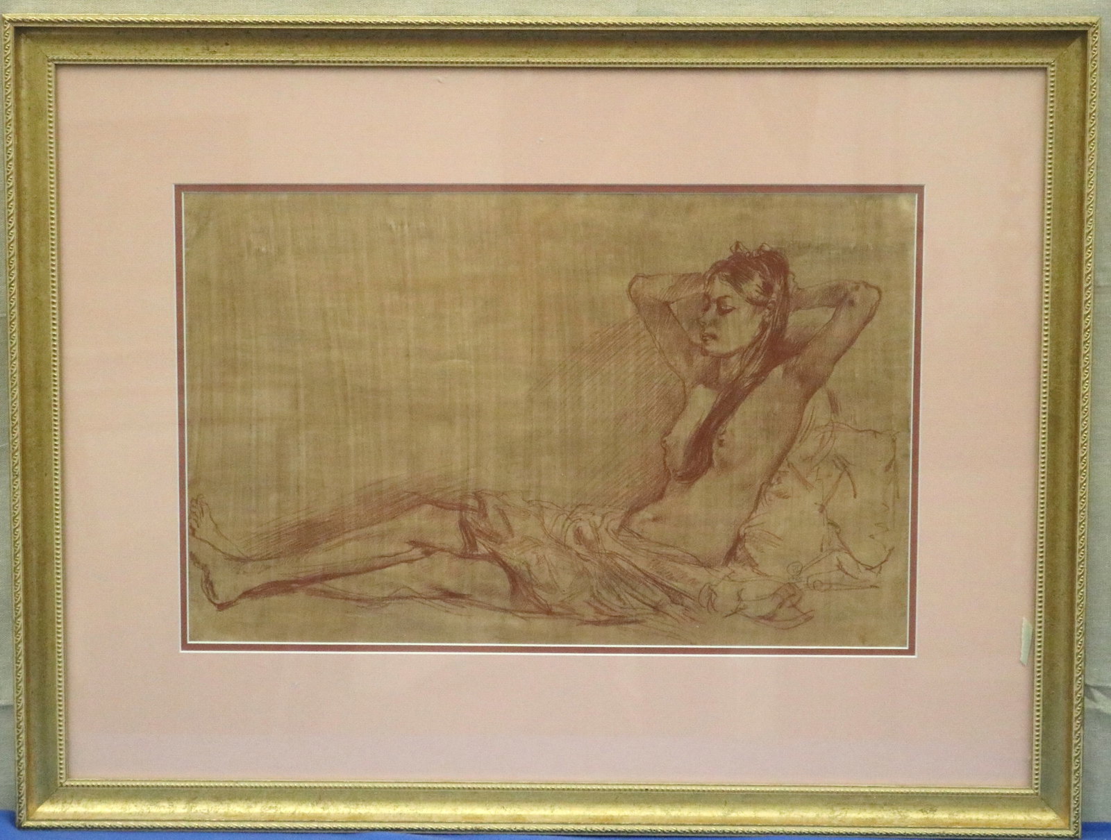 TED SETH JACOBS (American, 1927-2019). Hope (S. Dal?'s Model): Reclining Nude Study, 1965, sanguine (1 of 8)