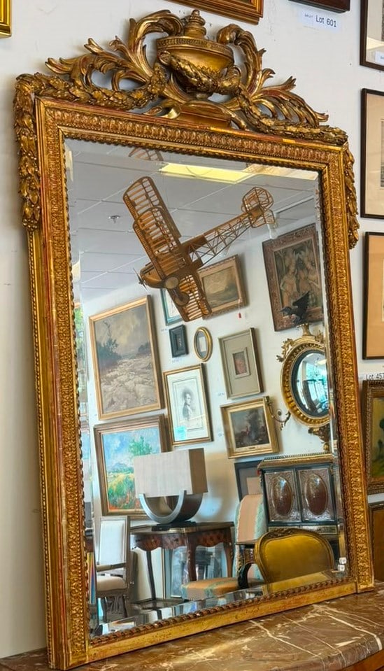 NEOCLASSICAL CARVED, GOLD LEAF WALL MIRROR 19th century - 62 in. x 44 in.. (1 of 14)