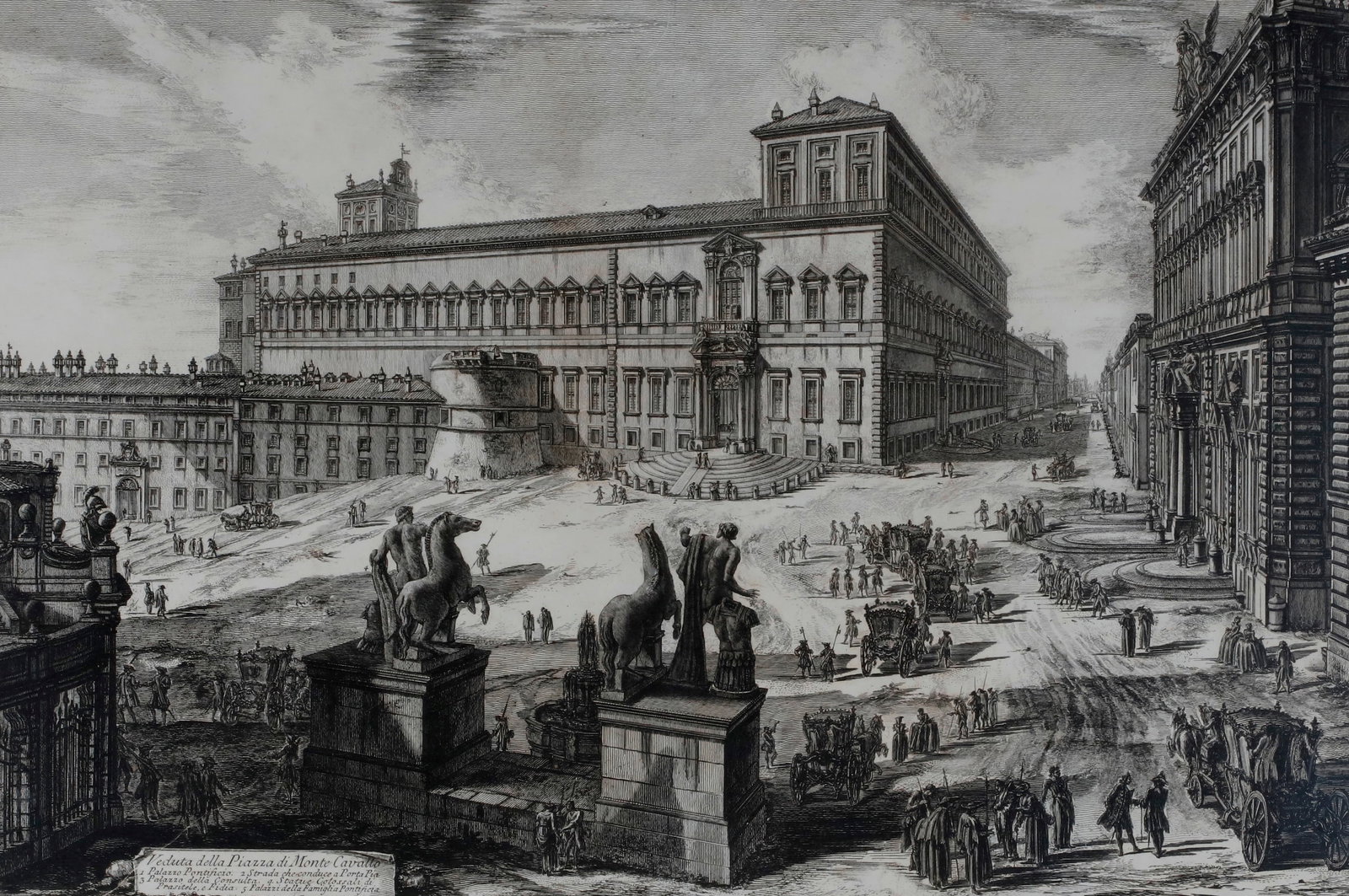 VEDUTA DELLA PIAZZA DI MONTE CAVALLO; GIOVANNI BATTISTA PIRANESI, ETCHING, Circa 1750s - 1770s - (1 of 2)