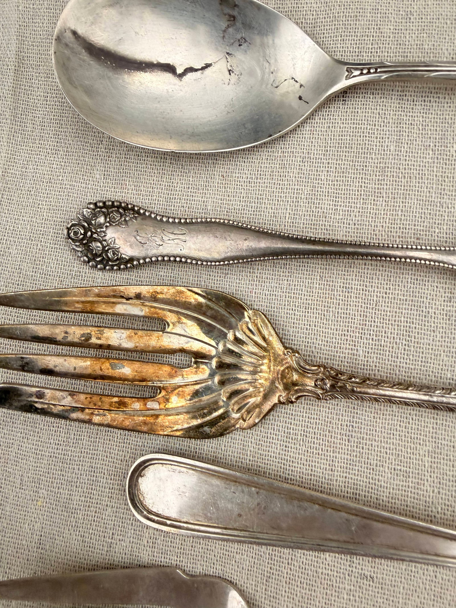 10 ASSORTED ITEMS STERLING SILVER FLATWARE - Wt. 16.2 troy oz.. - 5
