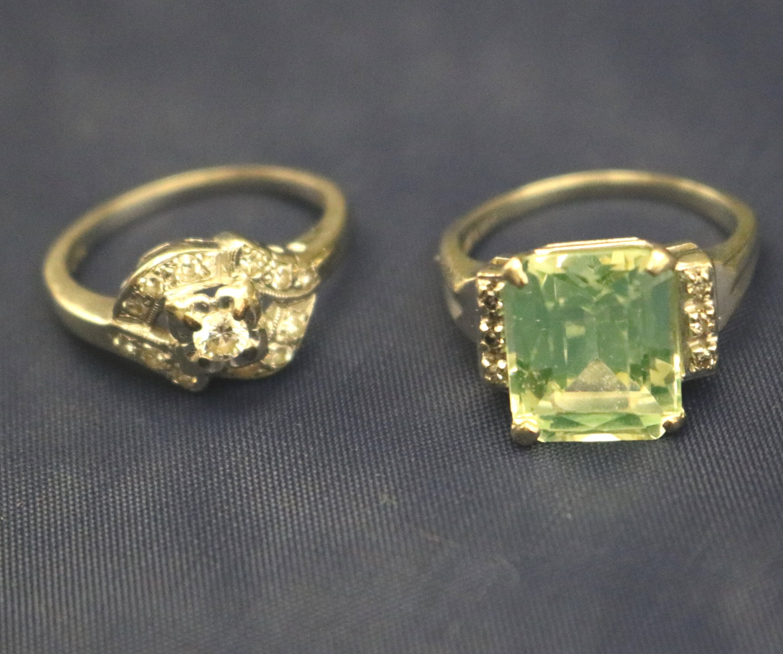 TWO 14K WHITE GOLD AND GEMSTONE RINGS - Gross wt: 4 dwt.. (1 of 18)