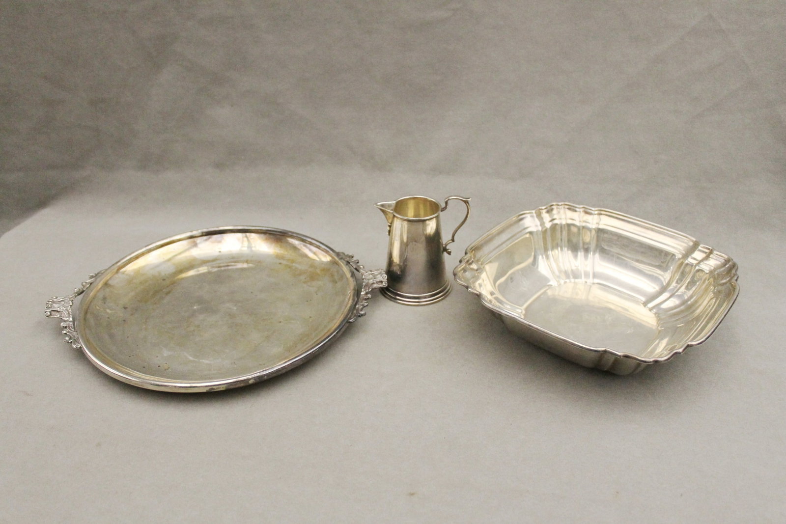 THREE STERLING SILVER TABLE ITEMS - Wt. 37 troy oz.. (1 of 8)