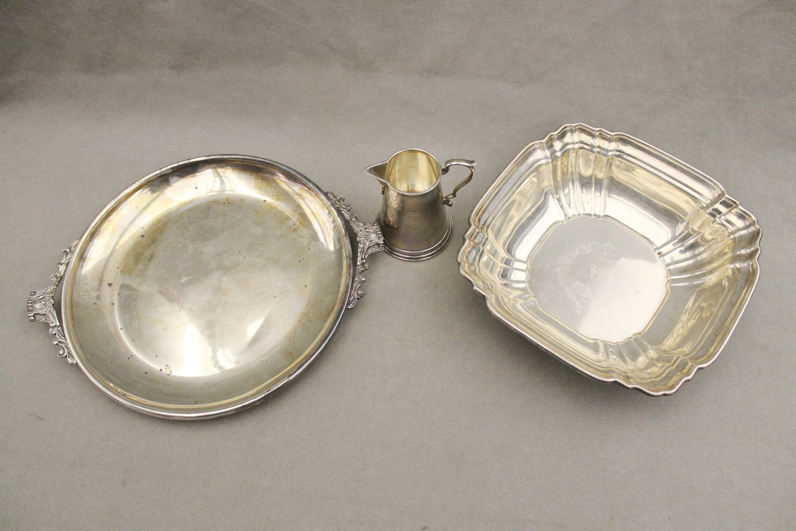 THREE STERLING SILVER TABLE ITEMS - Wt. 37 troy oz.. - 2