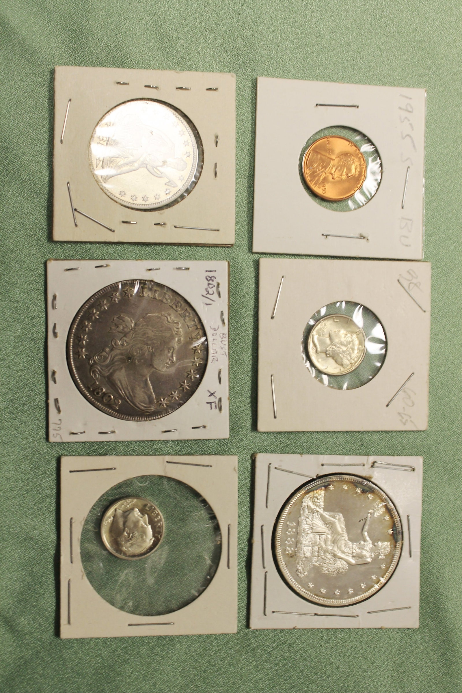 40 ASSORTED U.S. SILVER AND COPPER COINS, SOME INFORMALLY GRADED 19th and 20th century - .: 40 ASSORTED U.S. SILVER AND COPPER COINS, SOME INFORMALLY GRADED 19th and 20th century Including two half-cents (1829 and 1832 VF-XF); large cent, 1834; flying eagle cent, 1858; two Indian Head